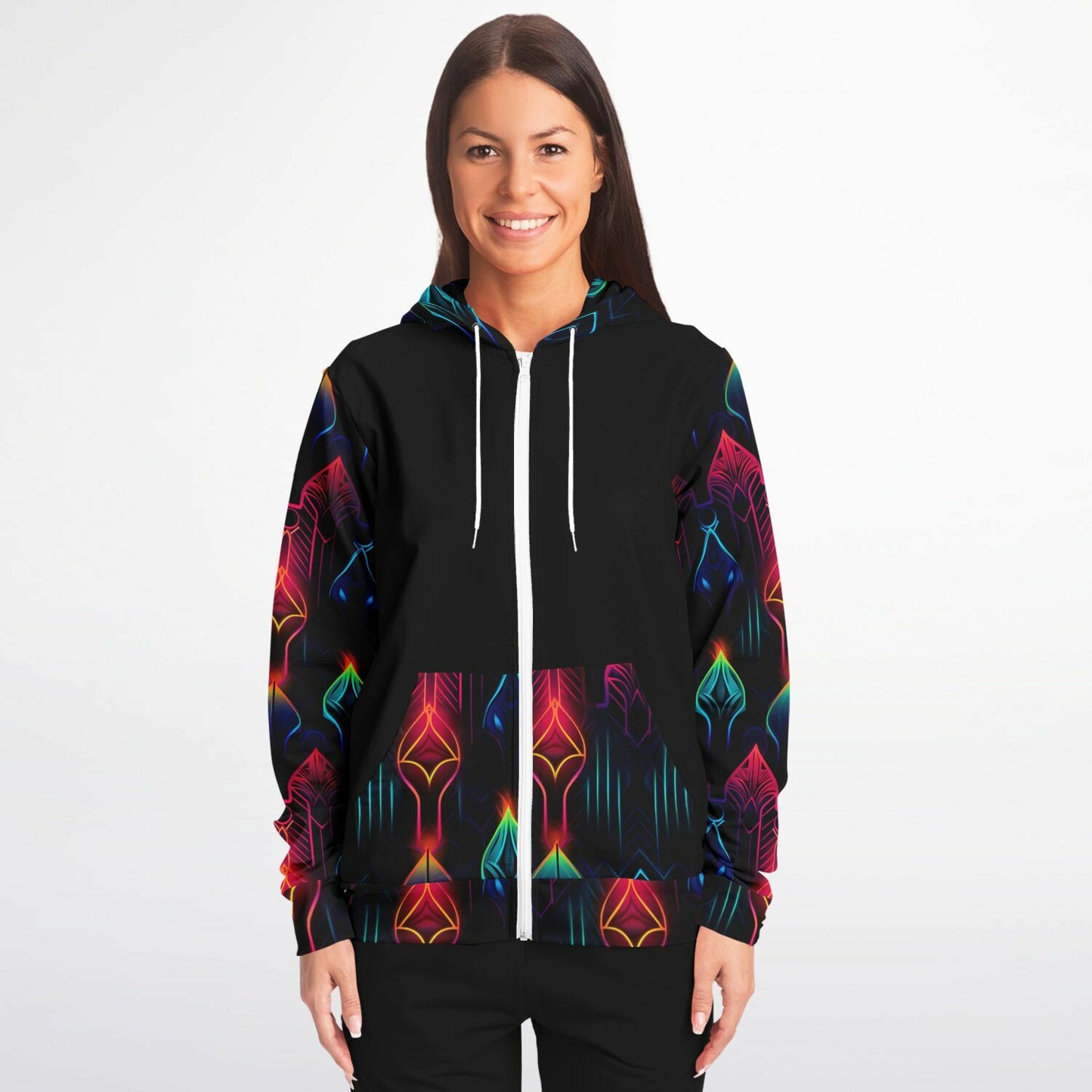 Neon Lights Zip-Up Hoodie - AOP D2