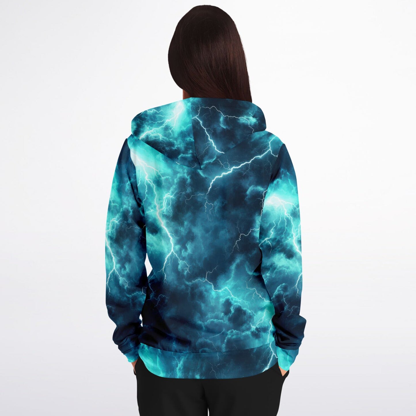 Turquoise Lightning Fashion Zip-Up Hoodie -