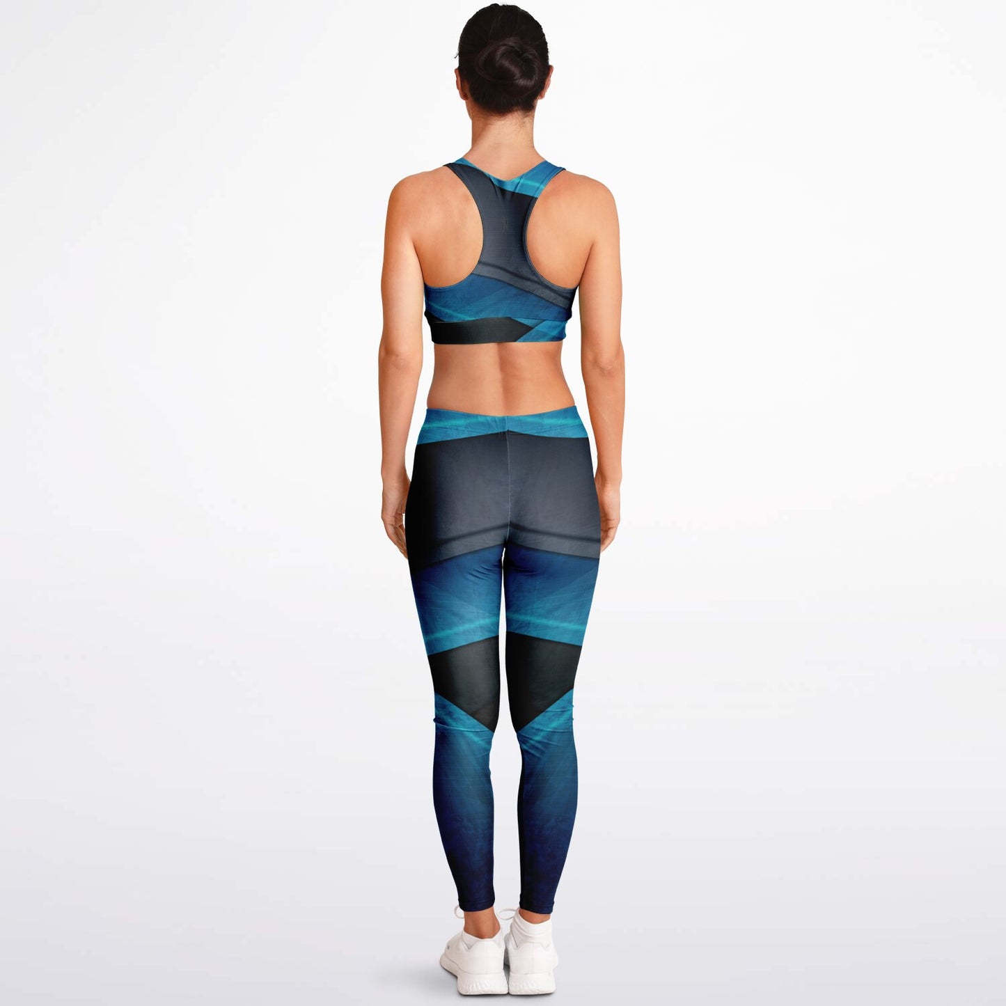 Black and turquois Padded Sports Bra & Leggings -