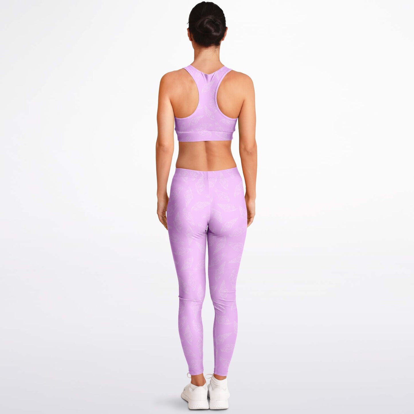 Purple ice cream cone Padded Sports Bra & Leggings - AOP