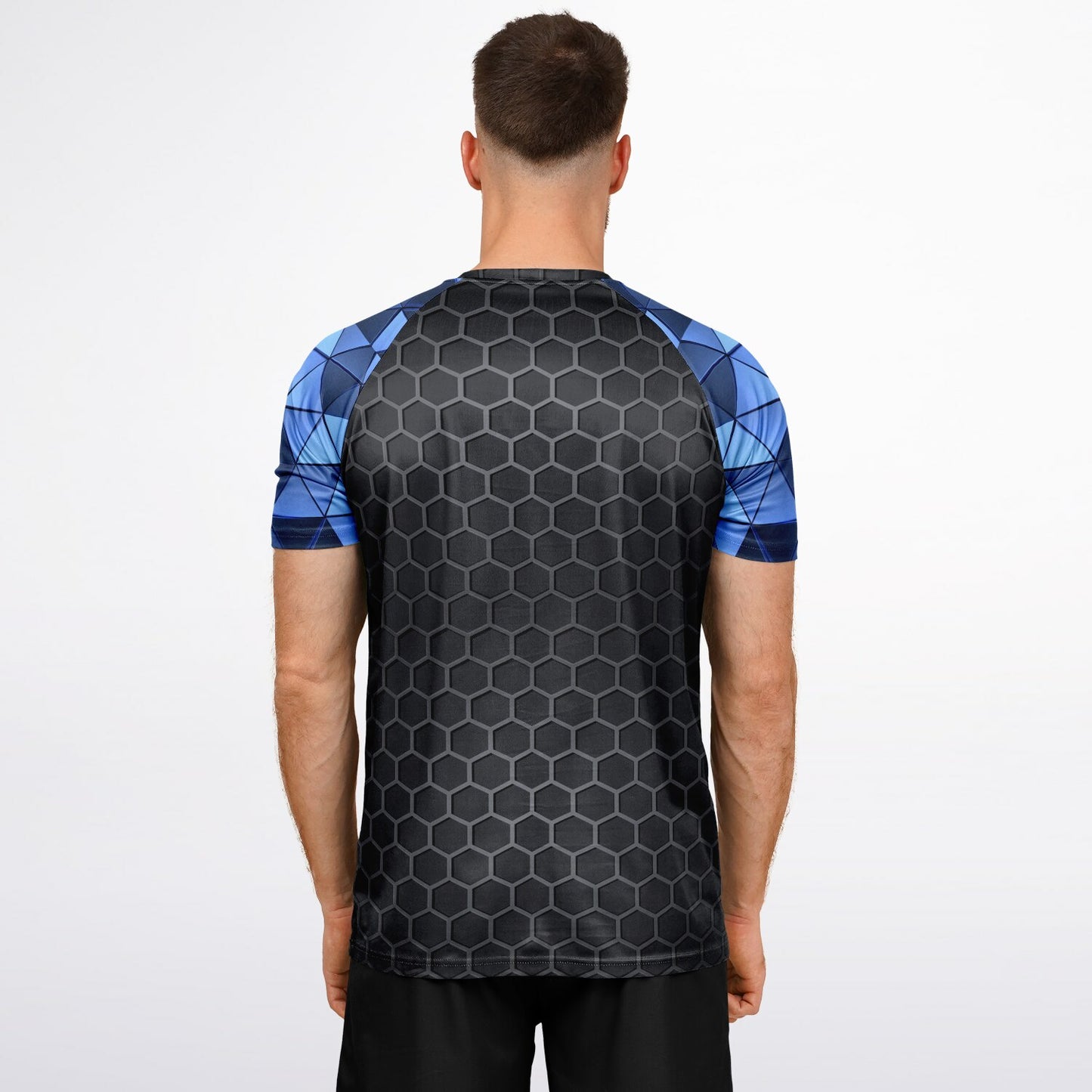 Hex -carbon with Blue diamond sleeves, Men's active wear jersey -