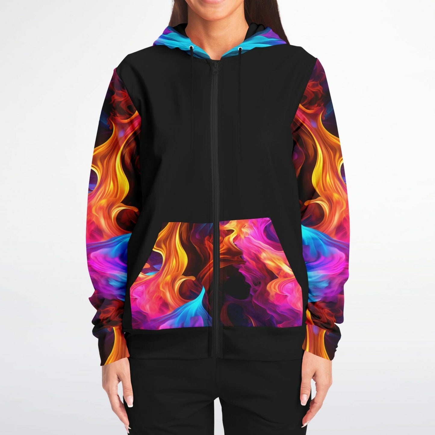 Fire and Ice Zip-Up Hoodie - AOP