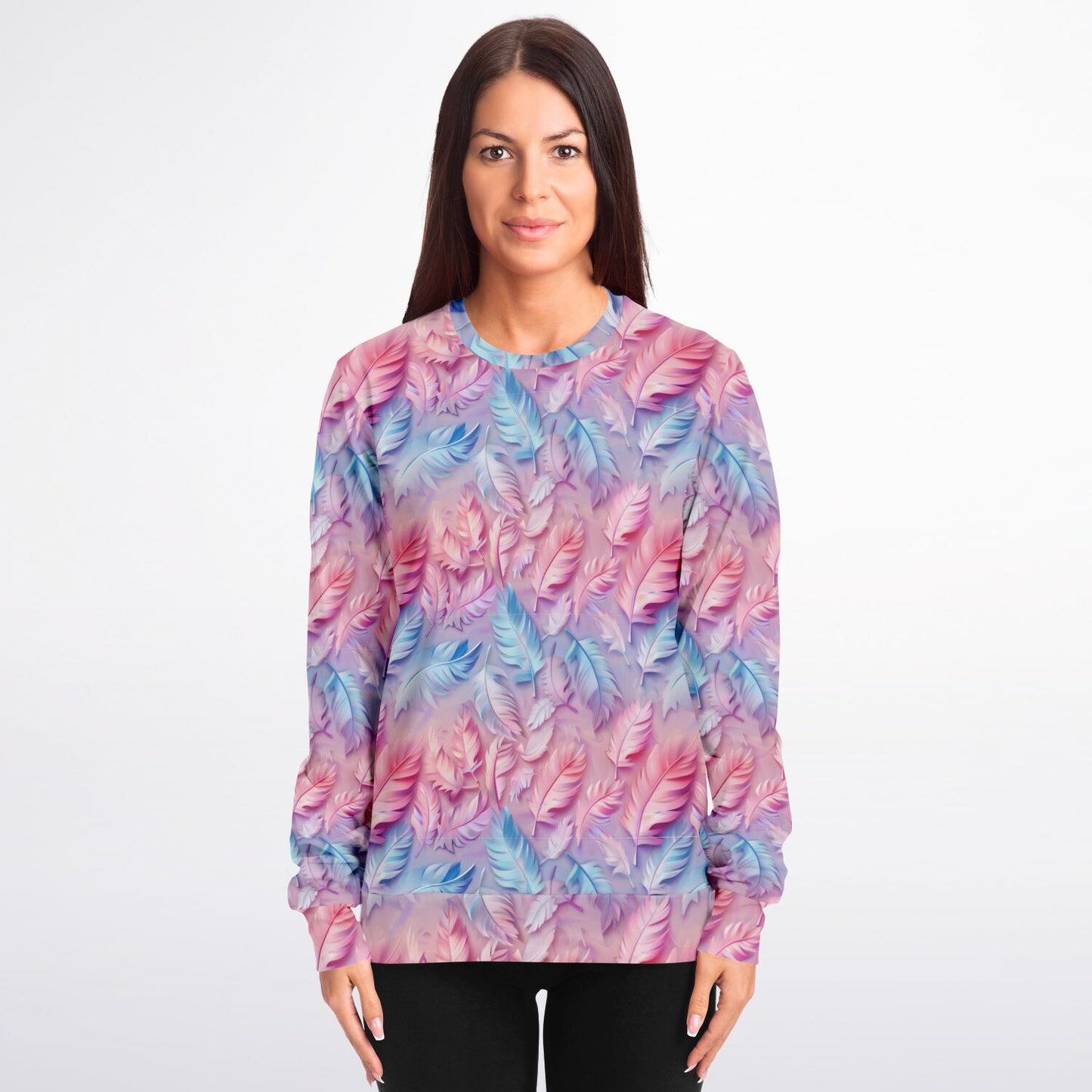 Pink and blue feathers crew Sweatshirt - AOP