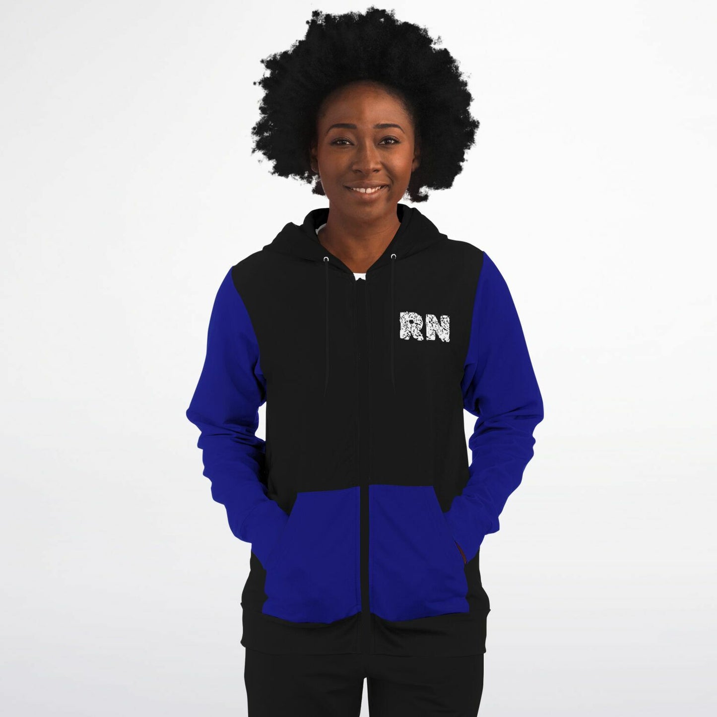 Emergency RN, US Flag, Fashion Zip-Up Hoodie