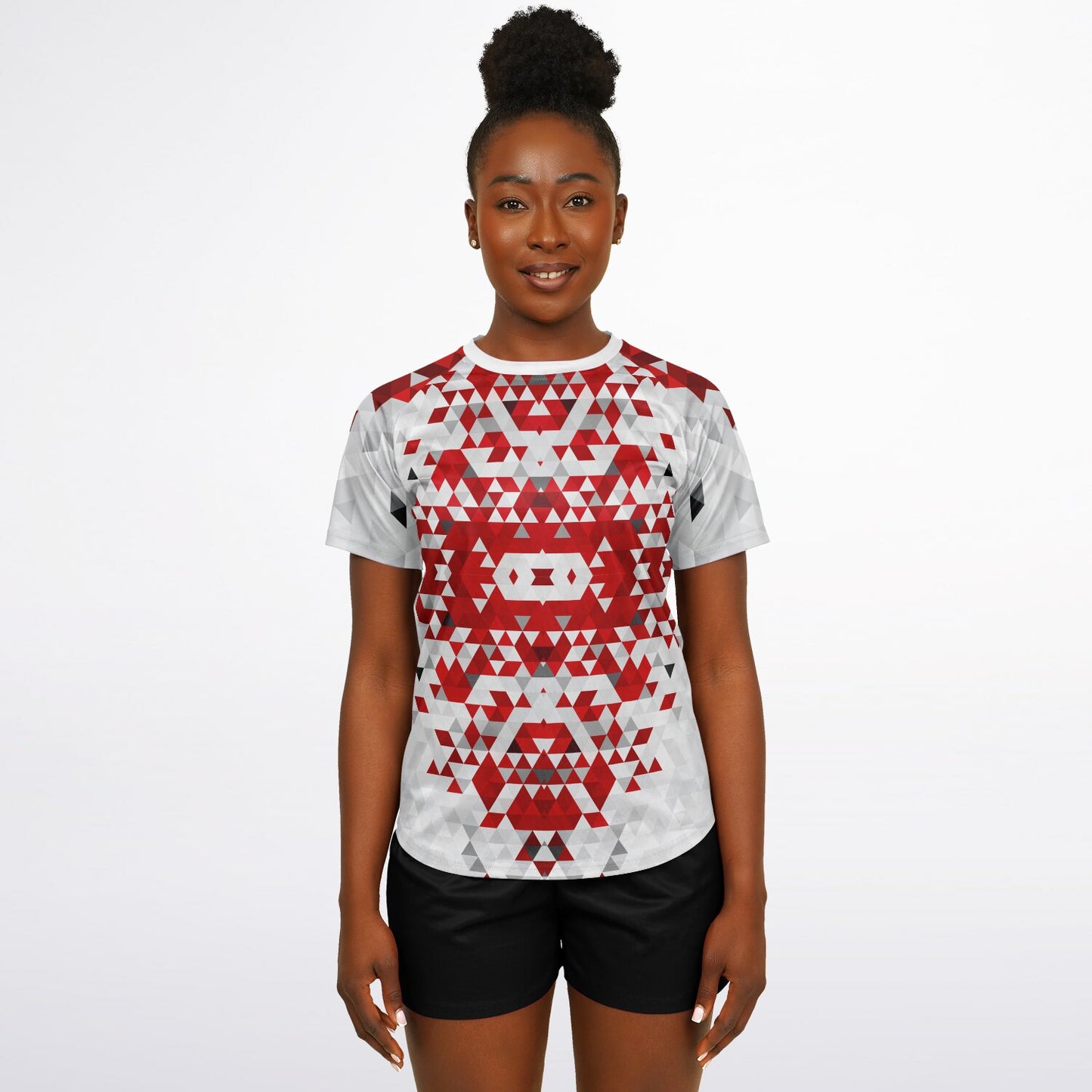 Women's active top - Red and white diamond