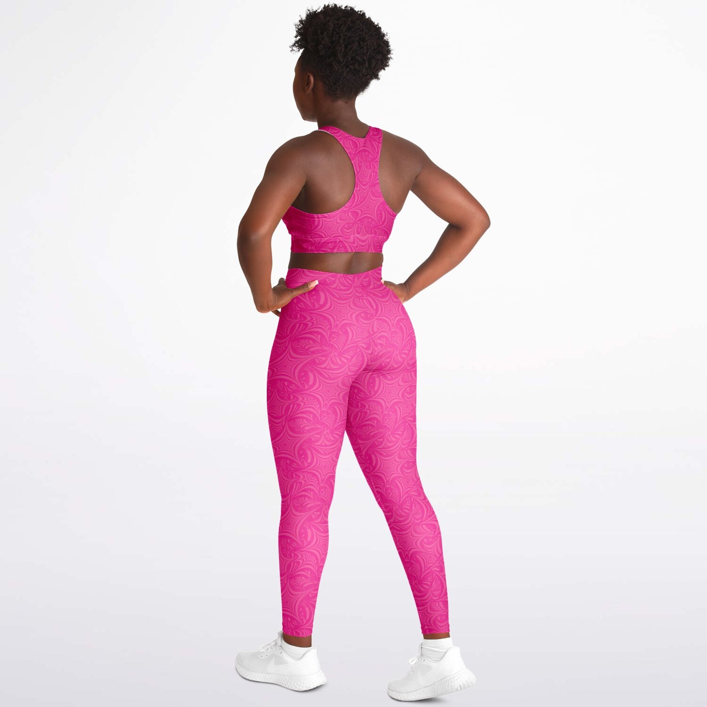 Pink stars Padded Sports Bra & Leggings - AOP