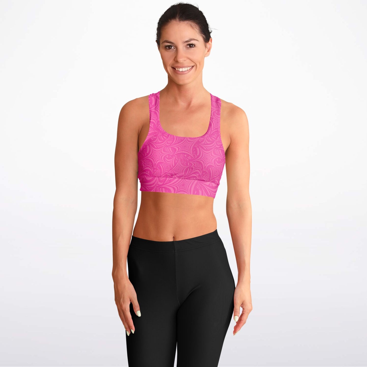 Pink Star Padded Sports Bra - AOP