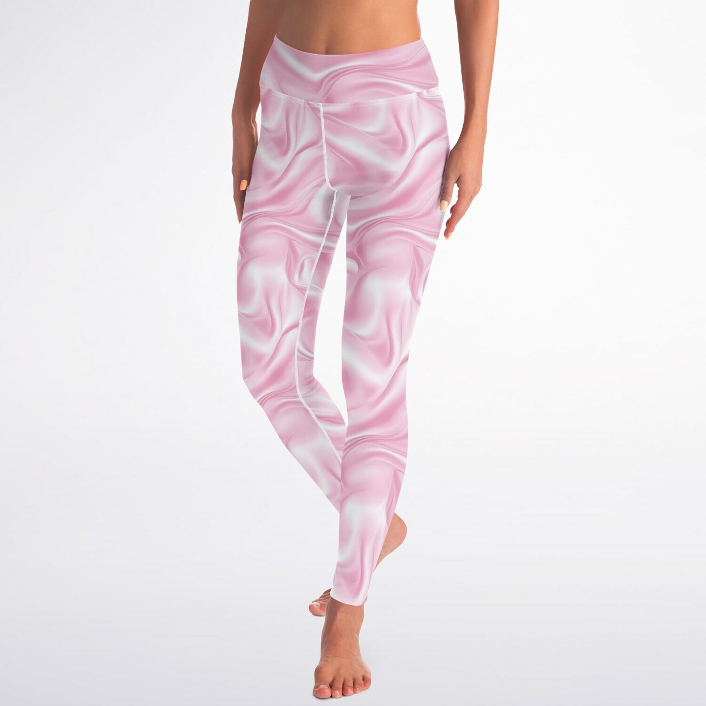 Pink Silk Yoga Leggings - AOP