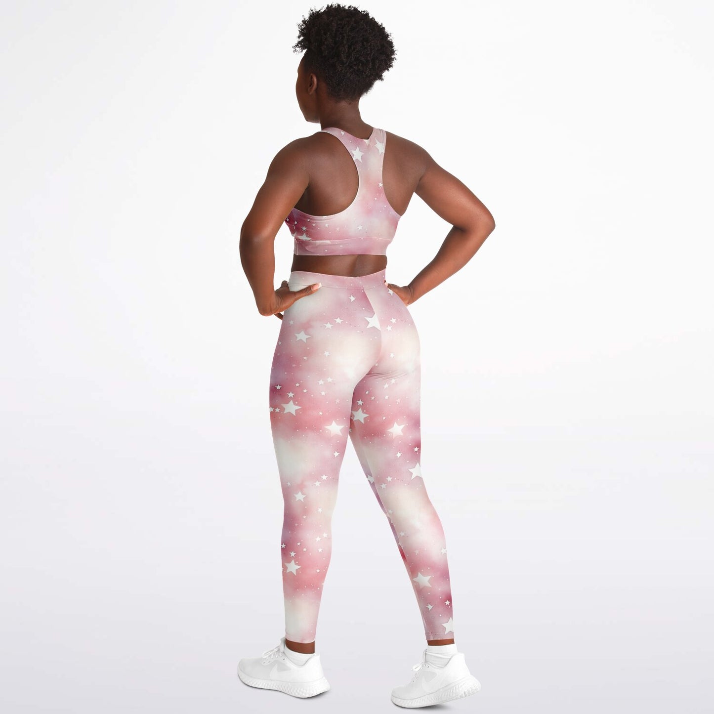 Pink stars Padded Sports Bra & Leggings - AOP