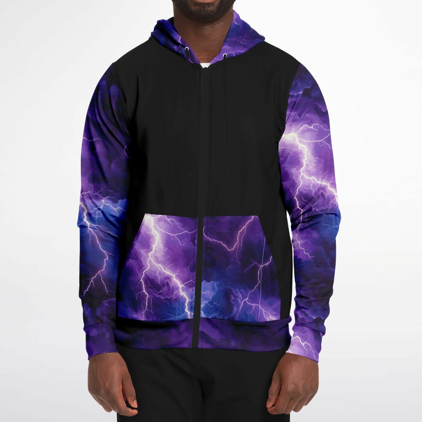 Purple Lightening Fashion Zip-Up Hoodie -