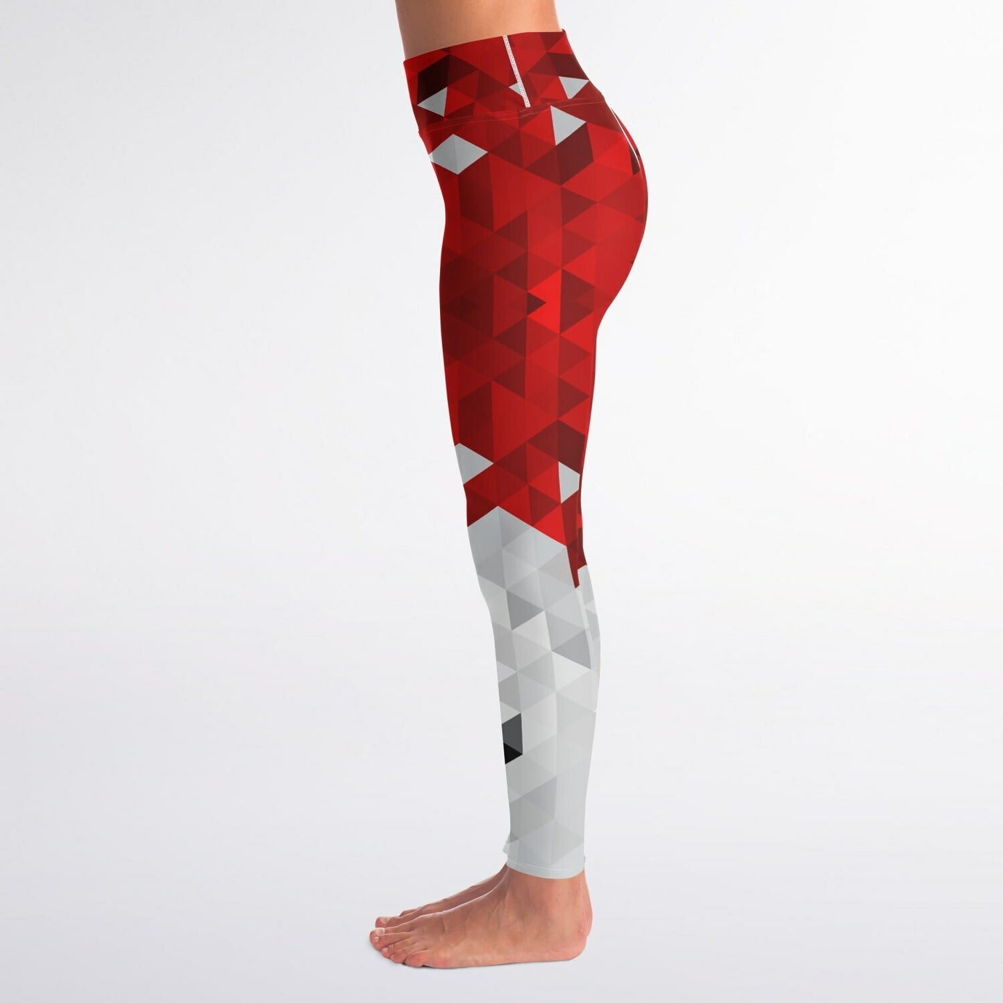 Red and White Diamon Yoga Leggings