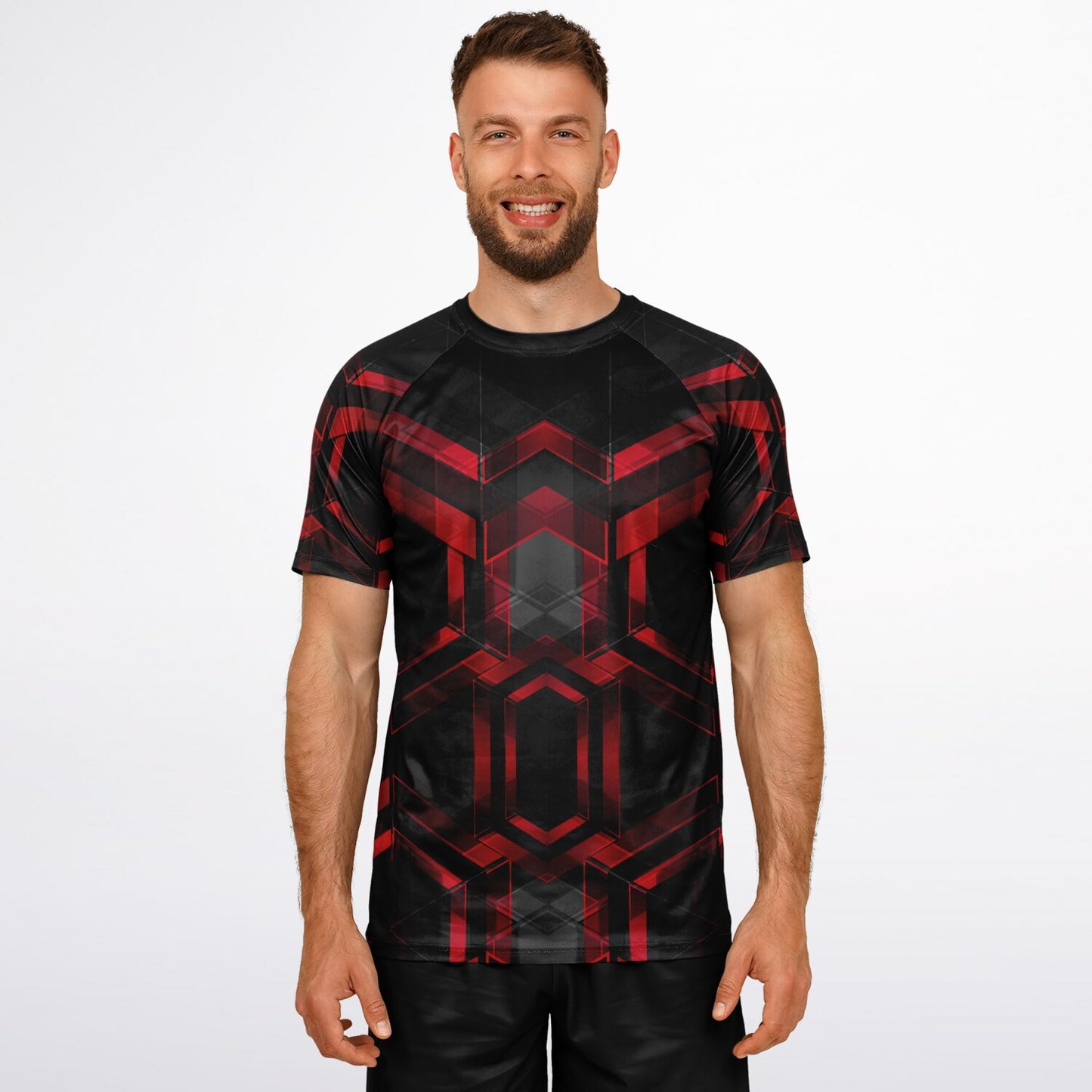 Black with Red pattern Men's Active Wear Jersey