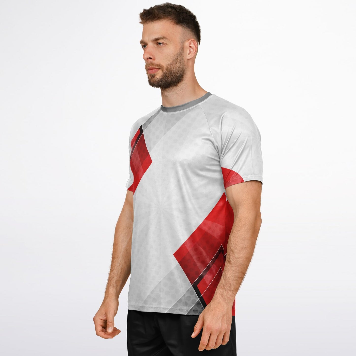 Silver and Red Men's Active Wear Jersey