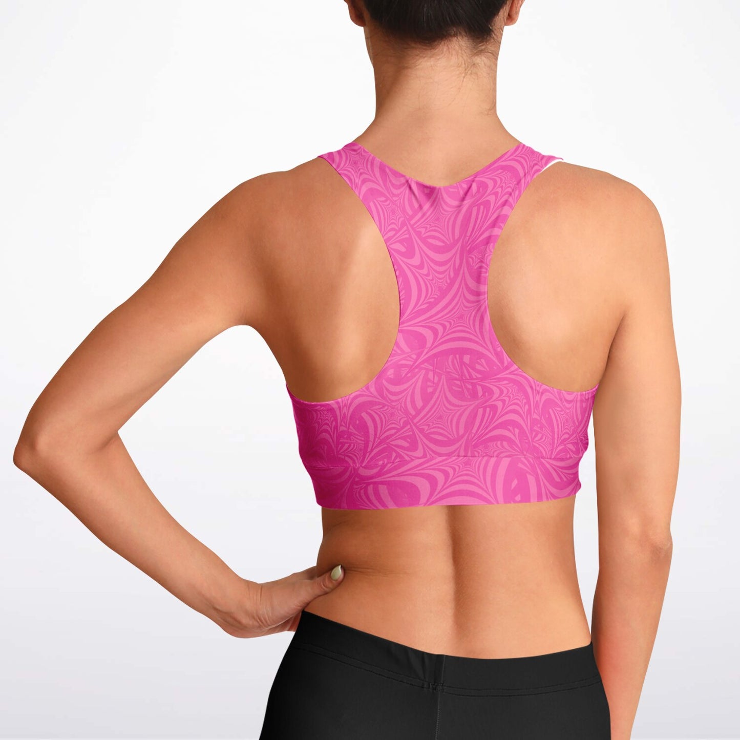 Pink Star Padded Sports Bra - AOP