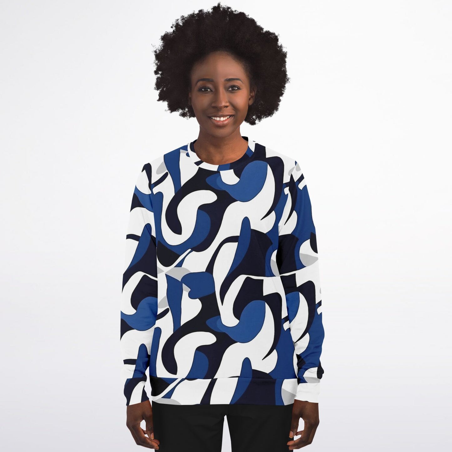 Blue with white and black crew Sweatshirt - AOP