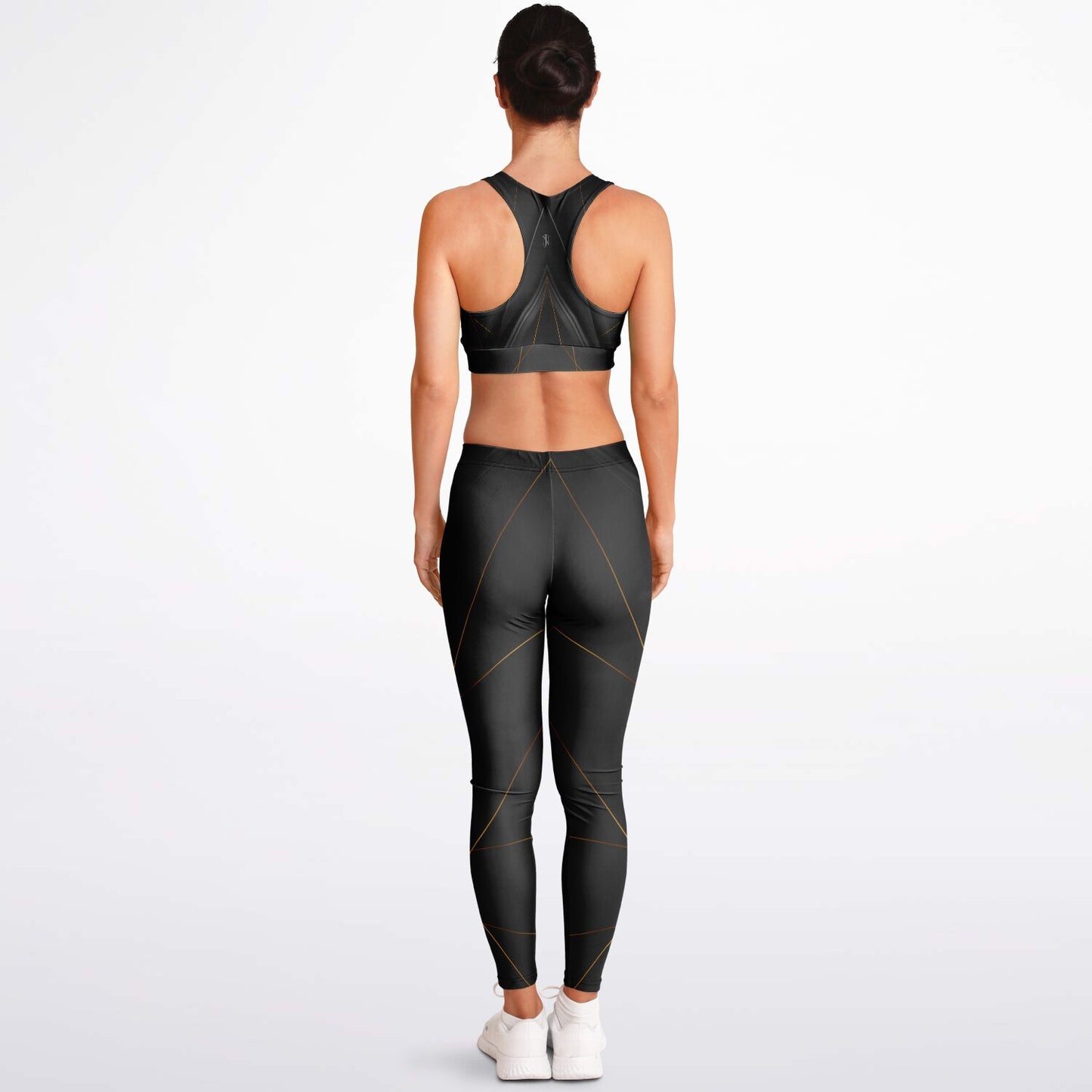 Black with Gray Padded Sports Bra & Leggings -