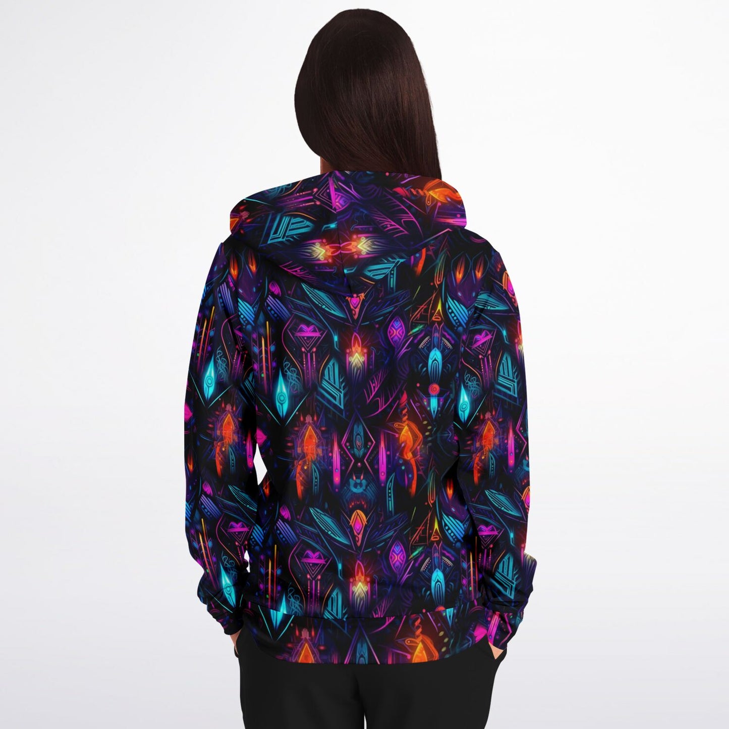 Neon Lights Zip-Up Hoodie - AOP D4