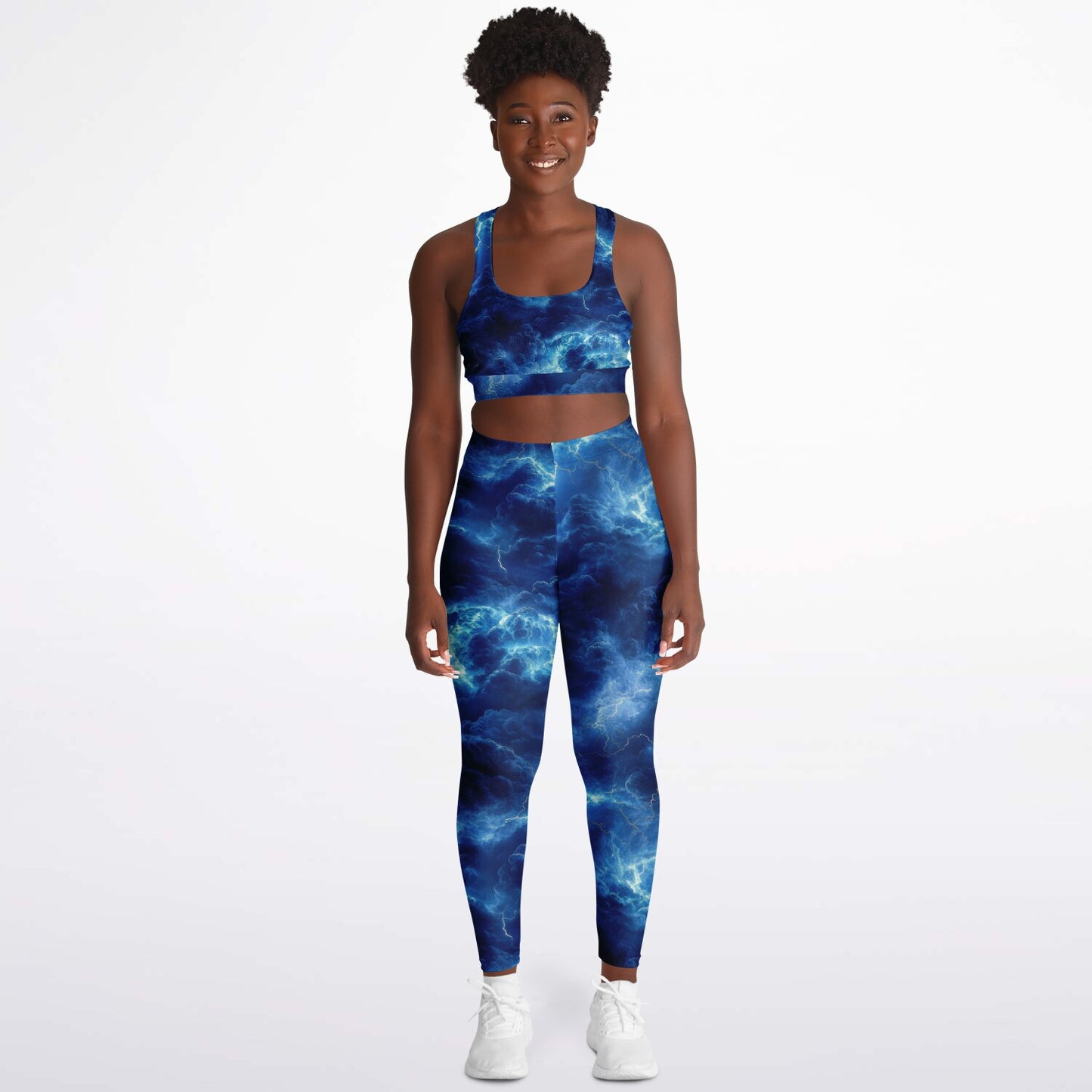 Blue Lightening Padded Sports Bra & Leggings -