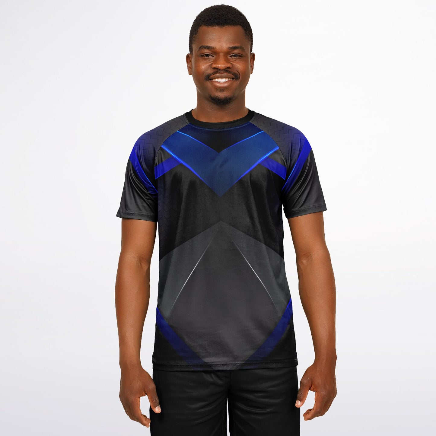 Black and Gray with Blue Men's Active Wear Jersey