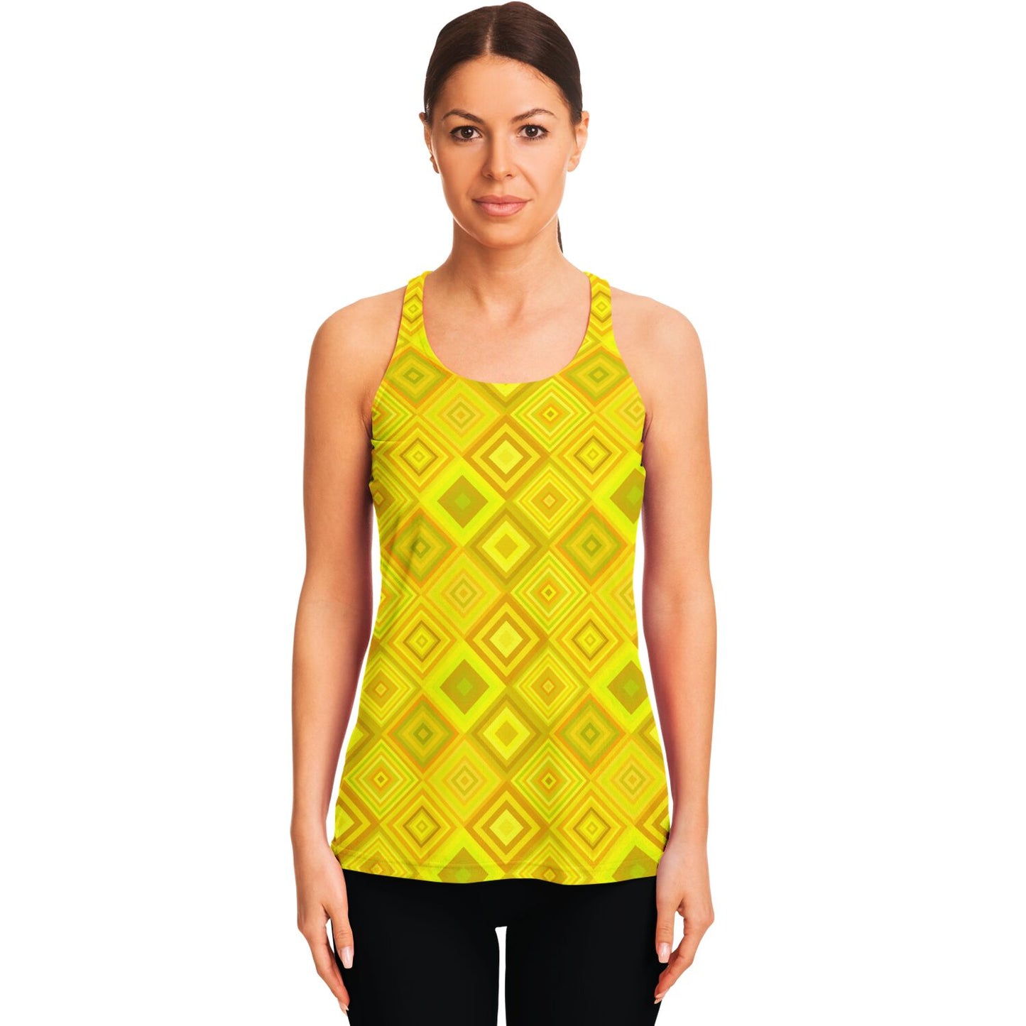 Yellow Diamond Racerback Tank Top - AOP
