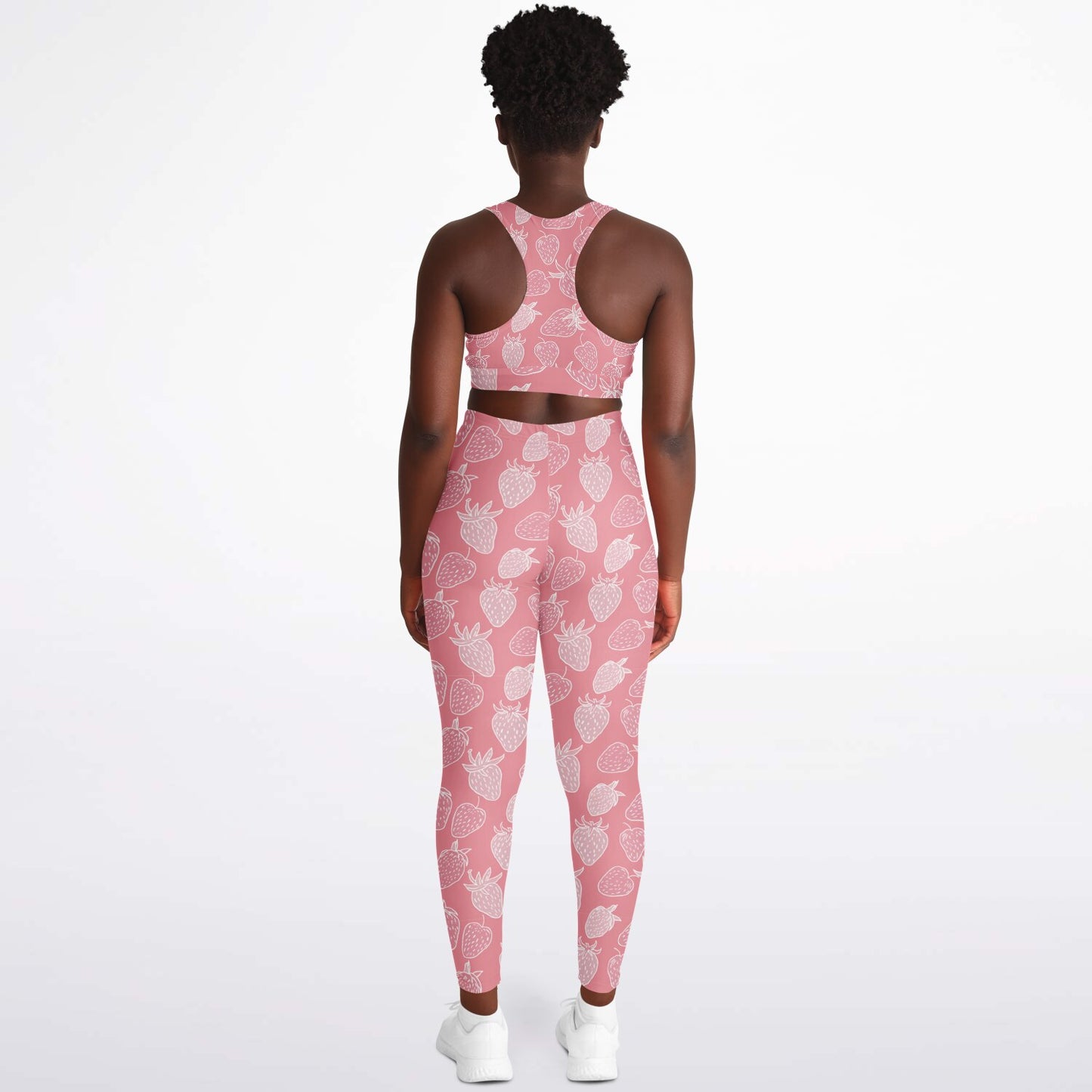 Pink Strawberry Padded Sports Bra & Leggings - AOP