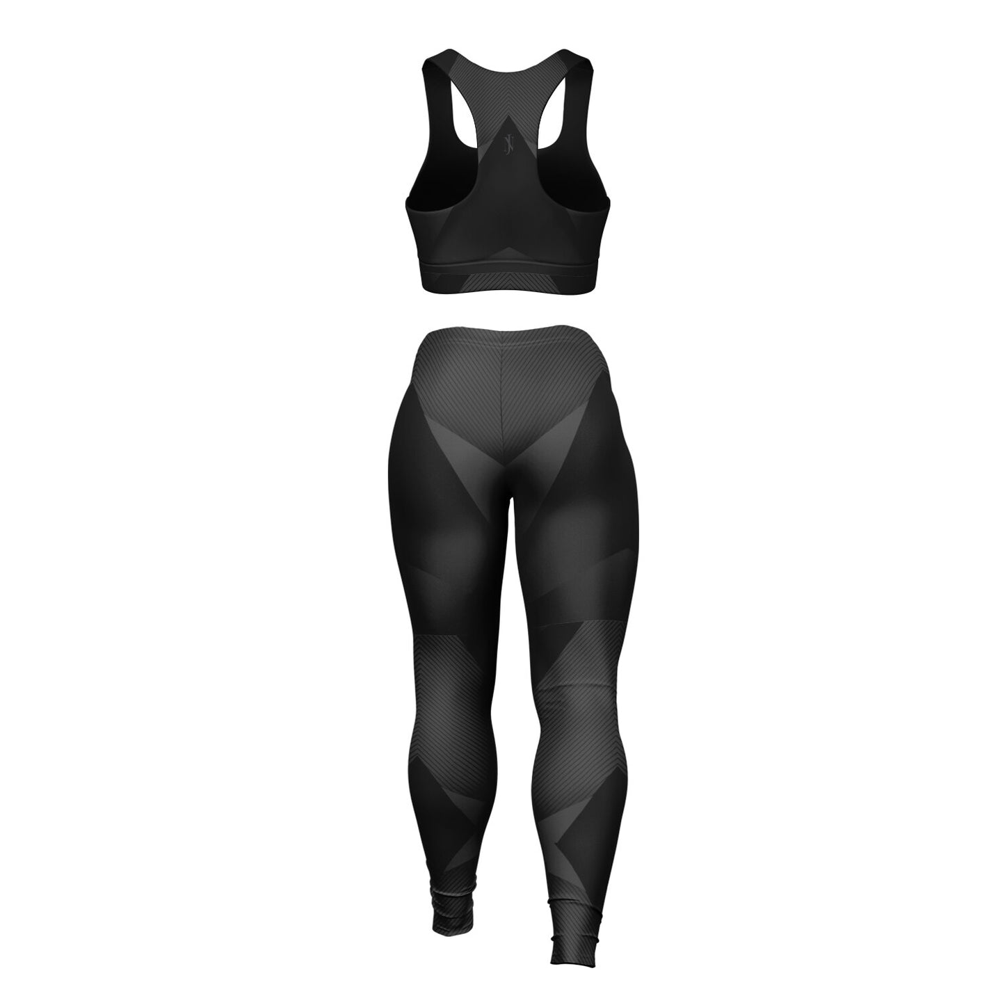 Black carbon Arrow Padded Sports Bra & Leggings -