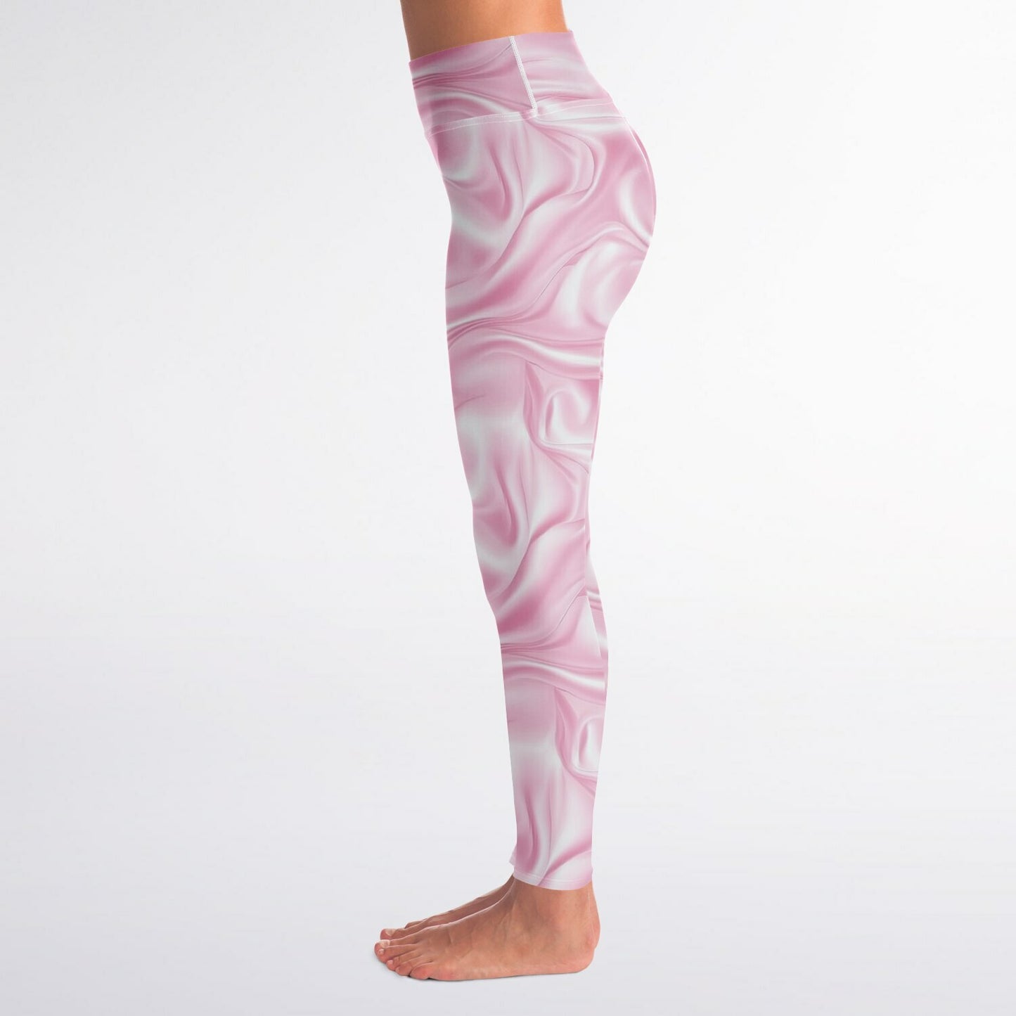 Pink Silk Yoga Leggings - AOP