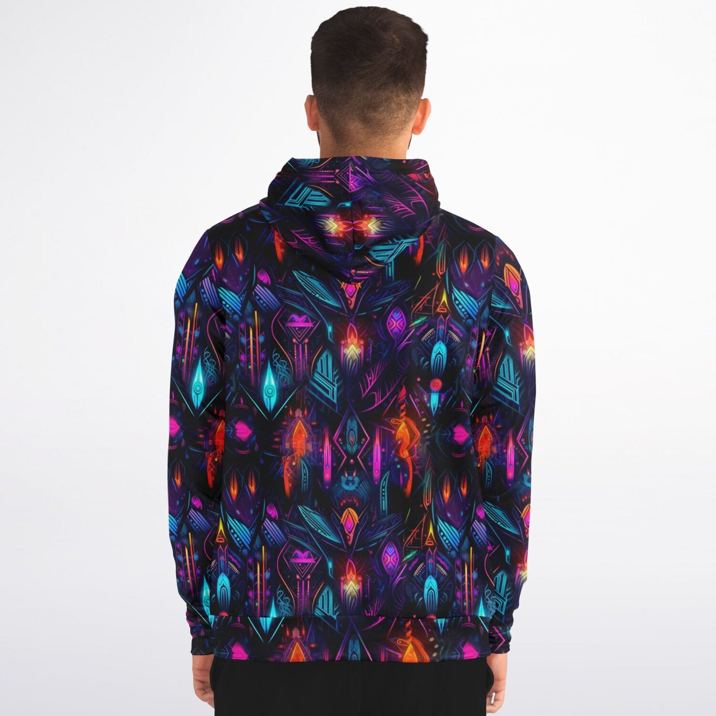 Neon Lights Zip-Up Hoodie - AOP D4