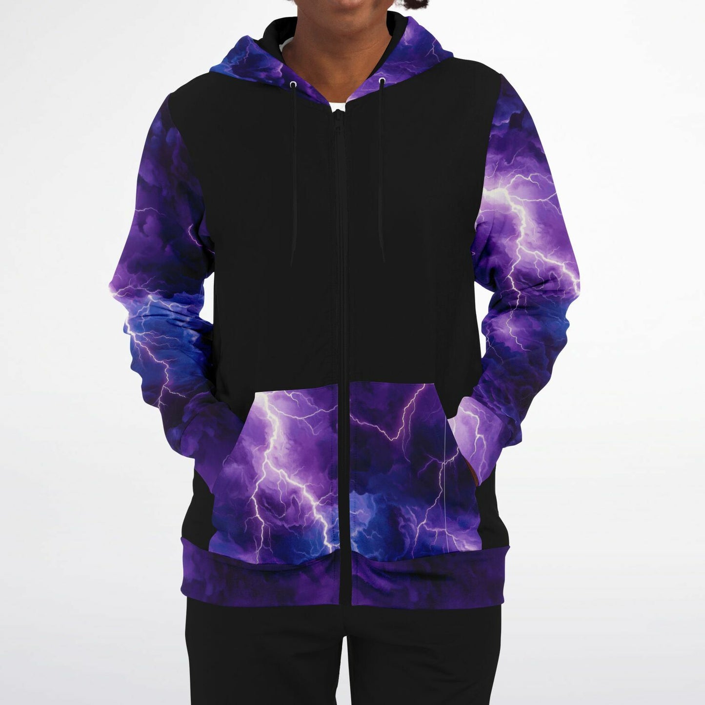 Purple Lightening Fashion Zip-Up Hoodie -