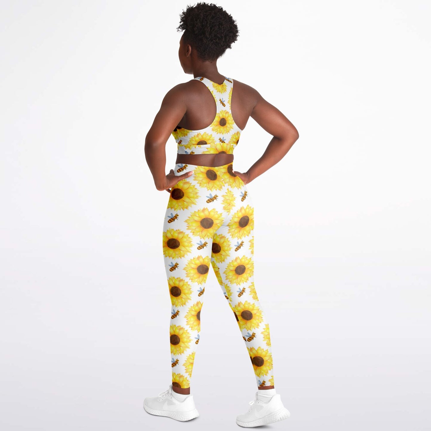 Bee's and Sunflowers Padded Sports Bra & Leggings - AOP
