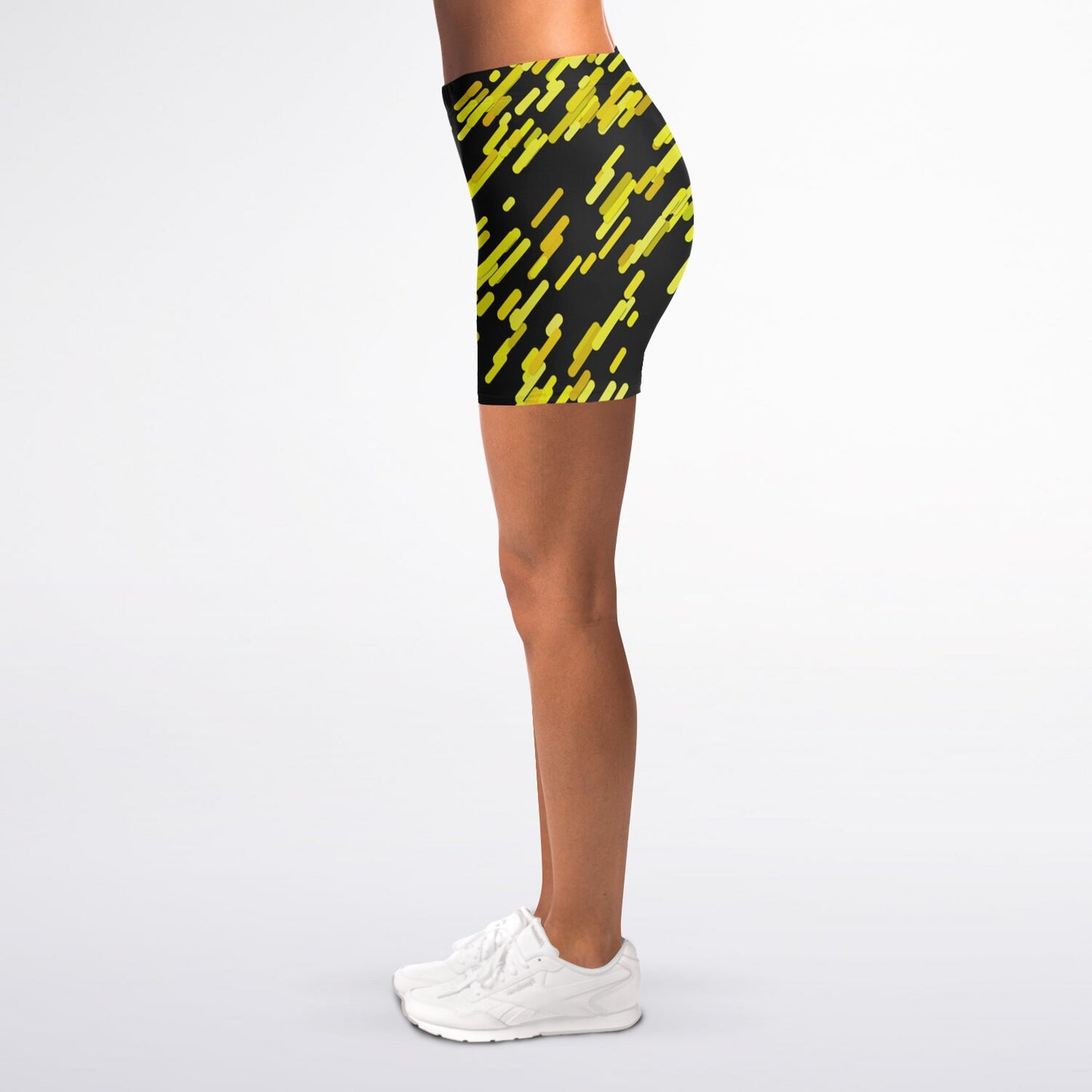 Yellow and black Legging Shorts - AOP