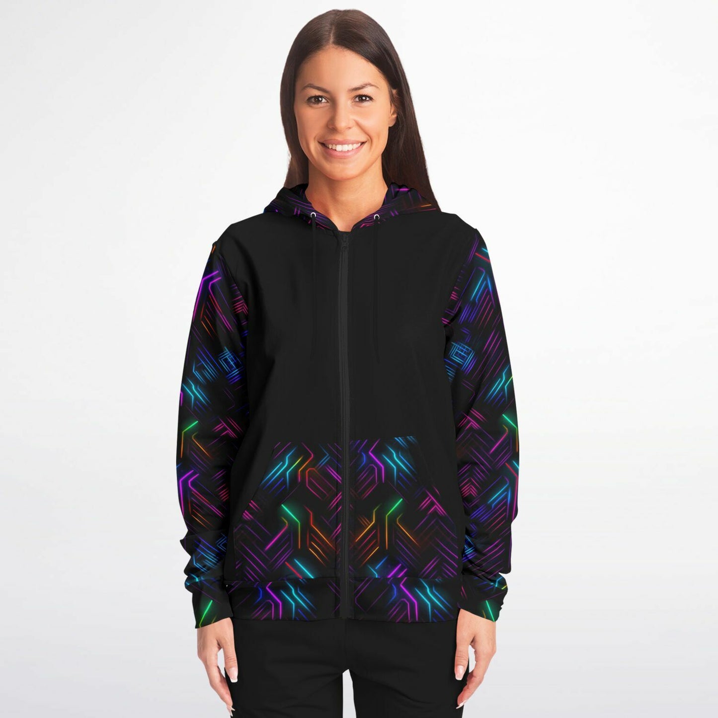 Neon Lights Zip-Up Hoodie - AOP D3