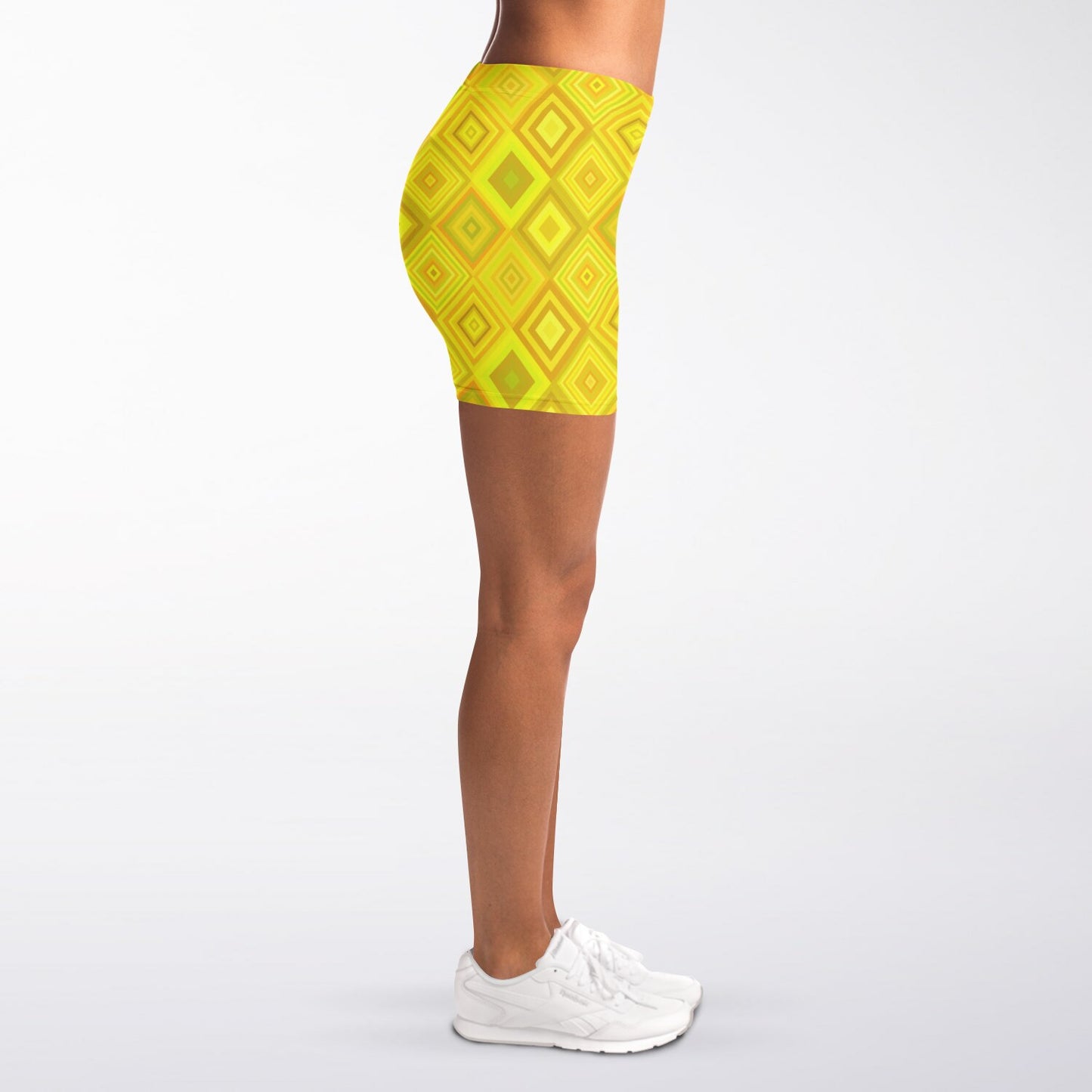 Yellow Diamond Legging Shorts - AOP
