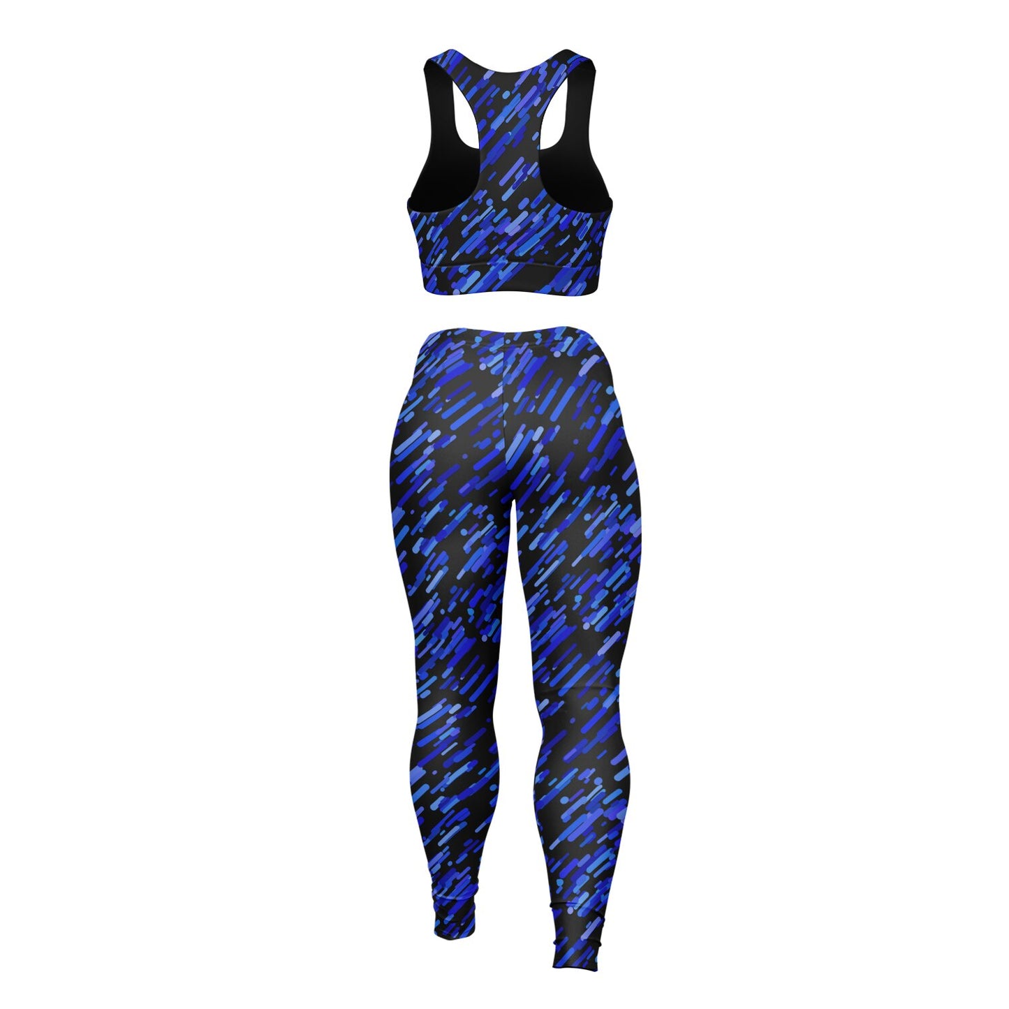 Blue abstract Padded Sports Bra & Leggings - AOP