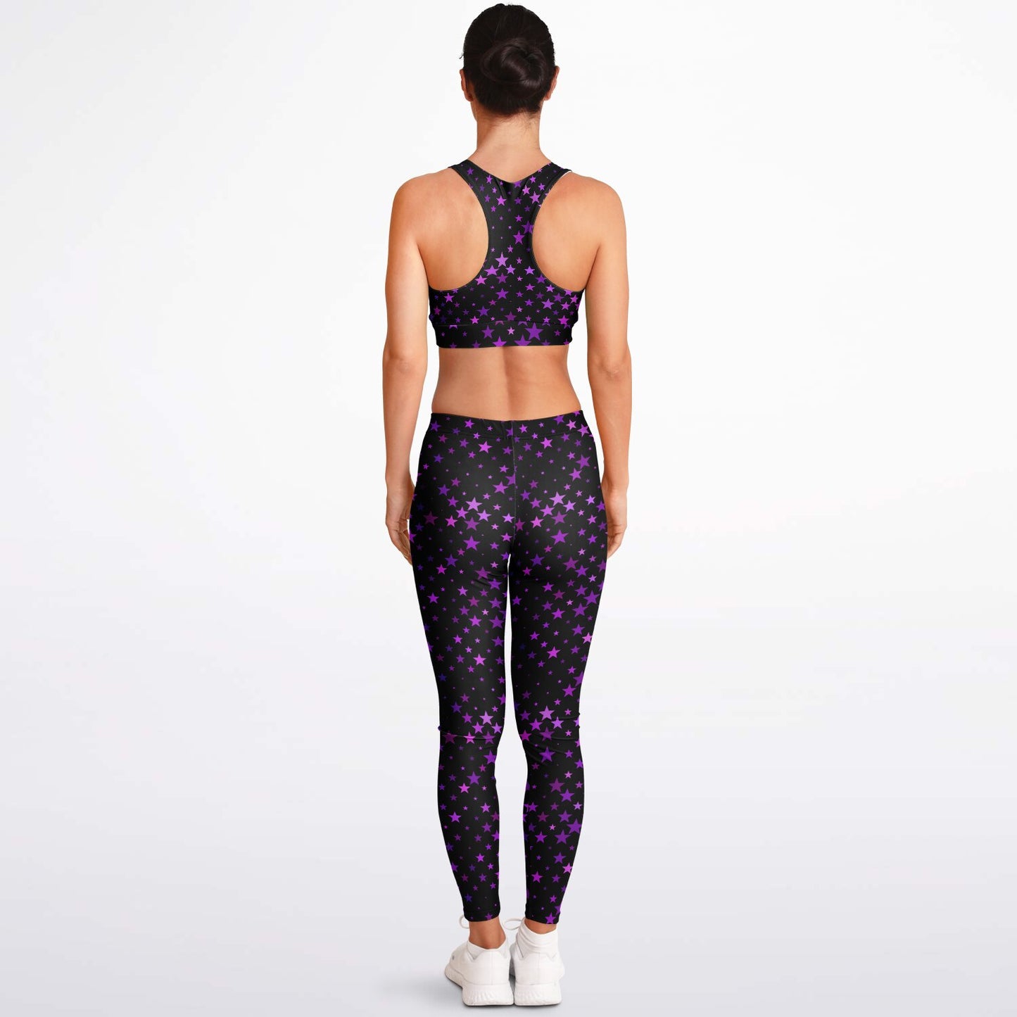 Purple Stars Padded Sports Bra & Leggings - AOP