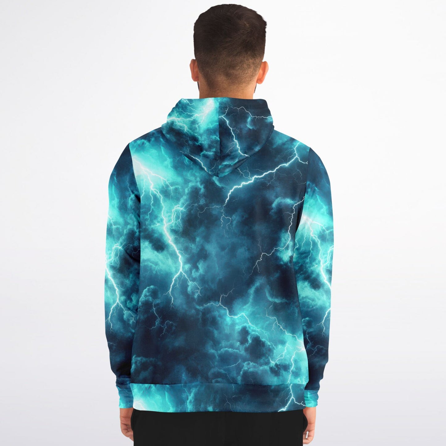 Turquoise Lightning Fashion Zip-Up Hoodie -