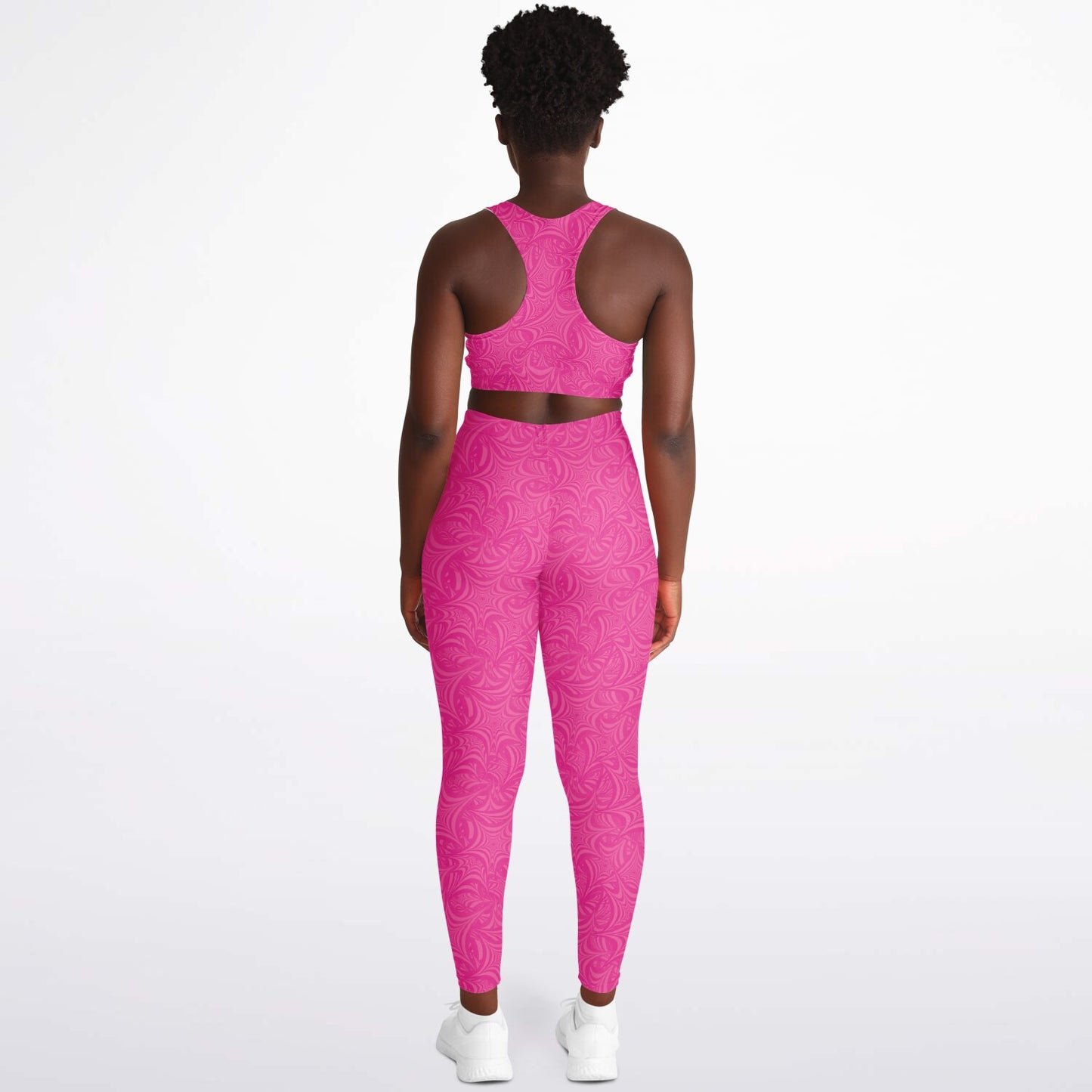 Pink stars Padded Sports Bra & Leggings - AOP
