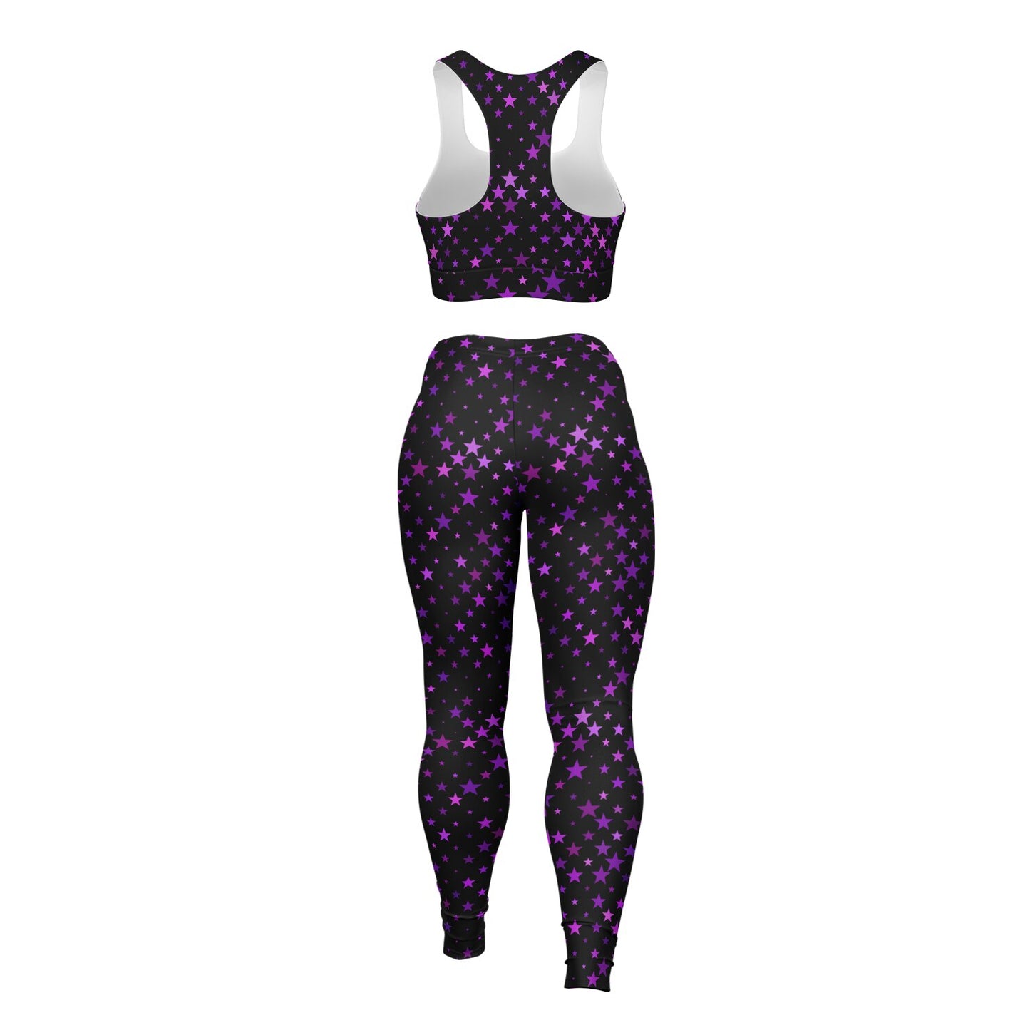 Purple Stars Padded Sports Bra & Leggings - AOP