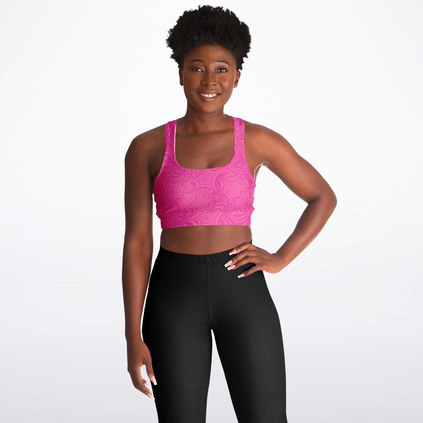 Pink Star Padded Sports Bra - AOP