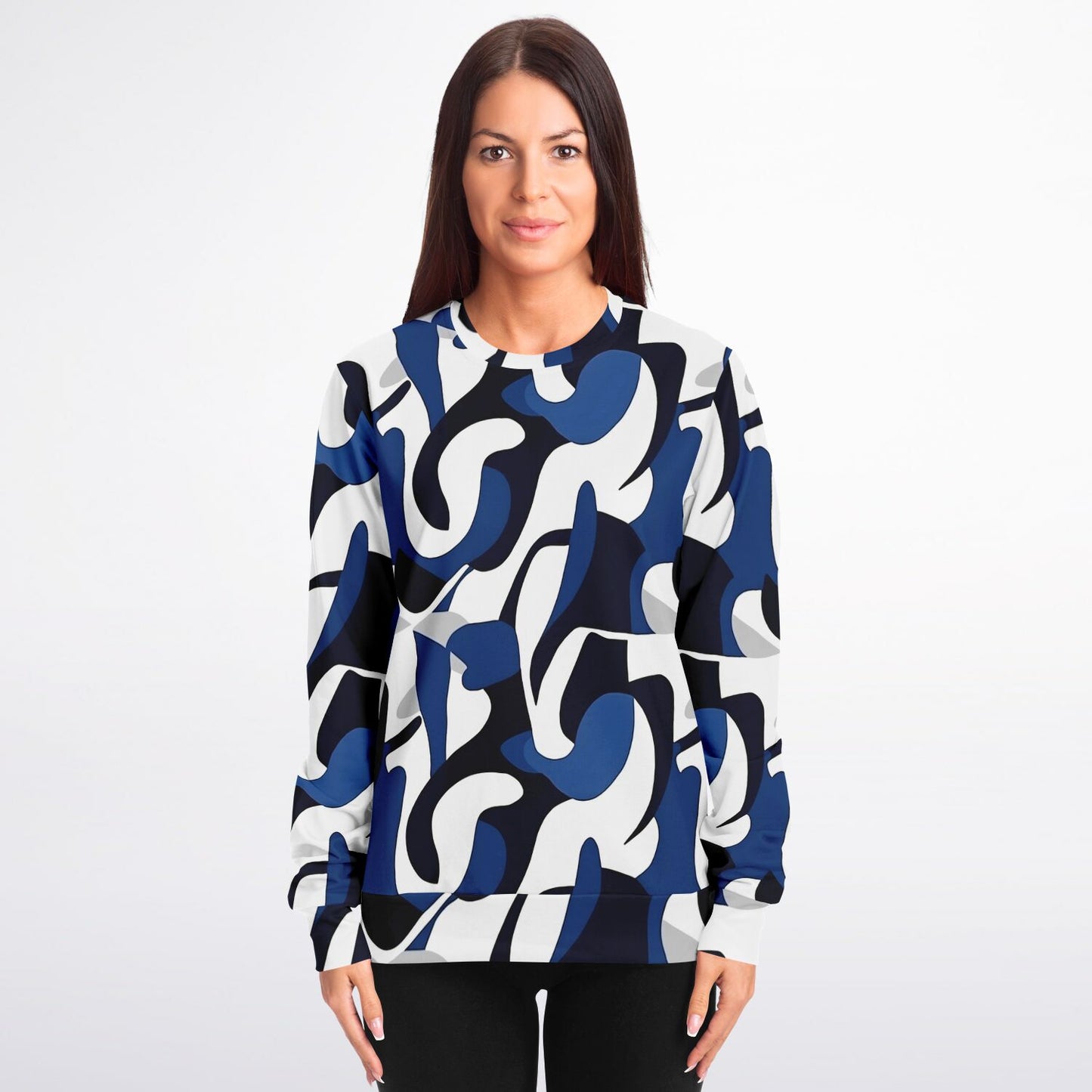 Blue with white and black crew Sweatshirt - AOP