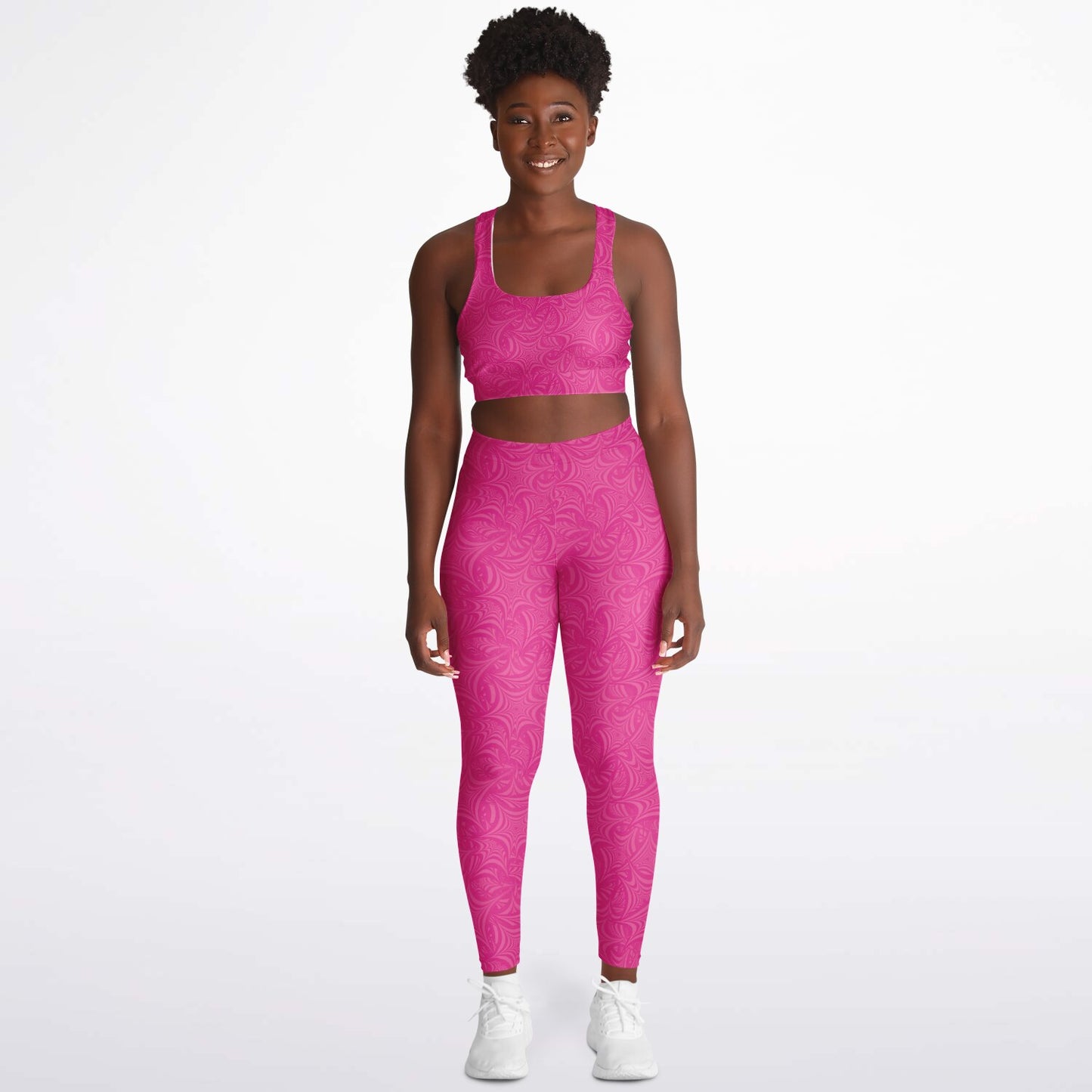 Pink stars Padded Sports Bra & Leggings - AOP