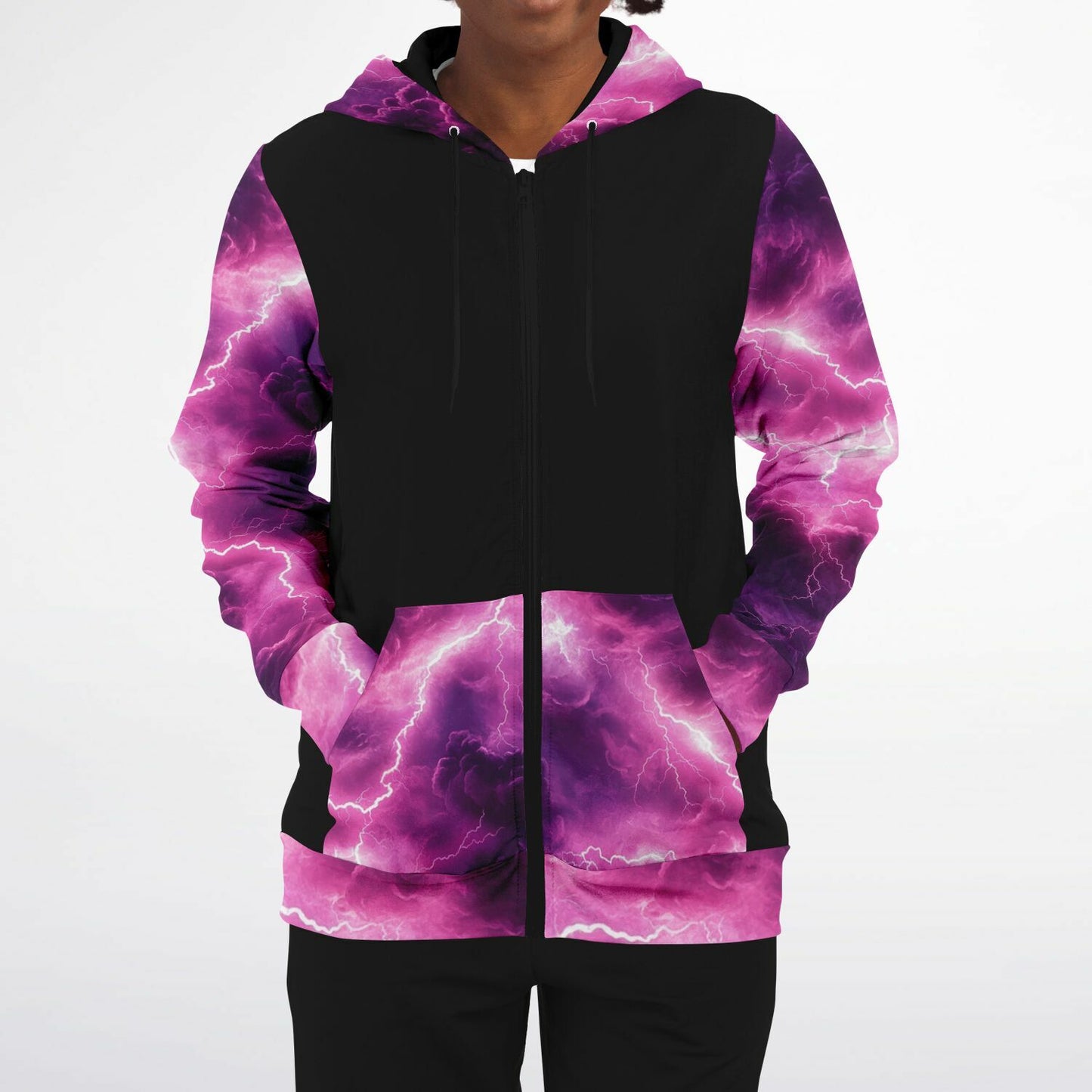 Pink lightning Fashion Zip-Up Hoodie -