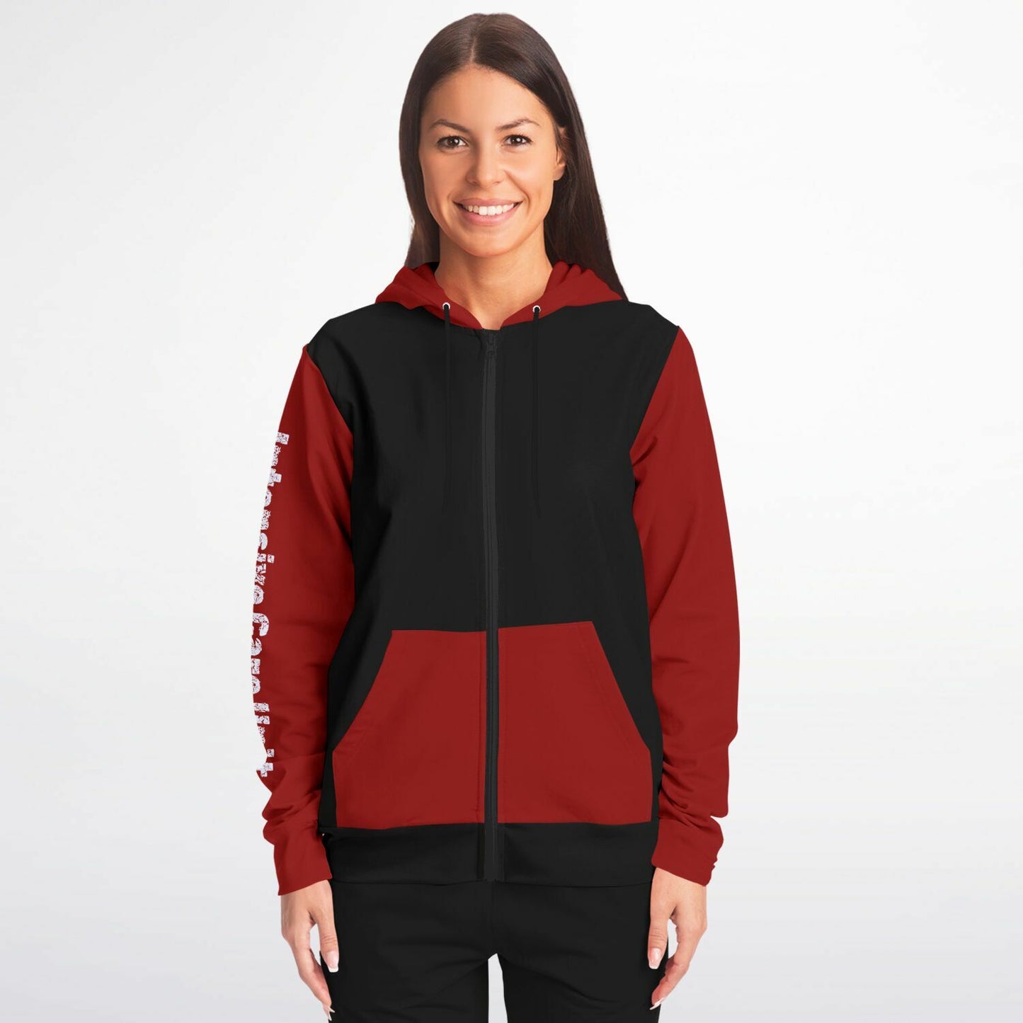 ICU Nurse Flag with Red sleeves Fashion Zip-Up Hoodie -