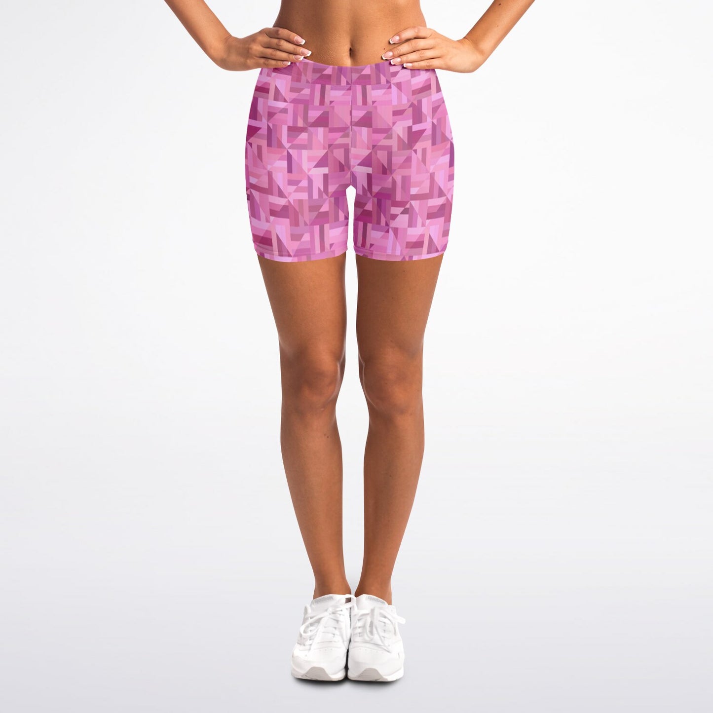 Pink geometric Legging Shorts - AOP