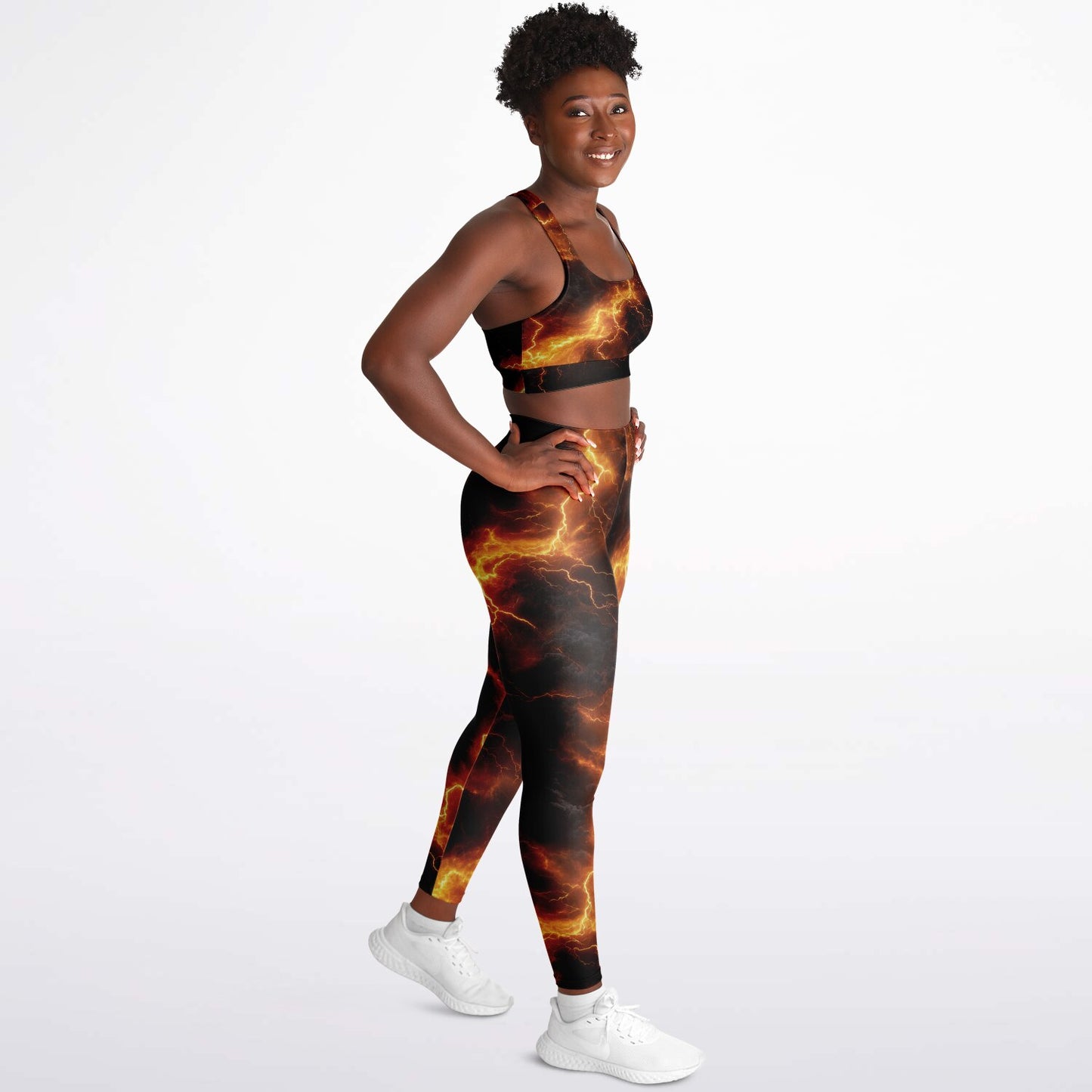 Yellow Lightning Padded Sports Bra & Leggings -