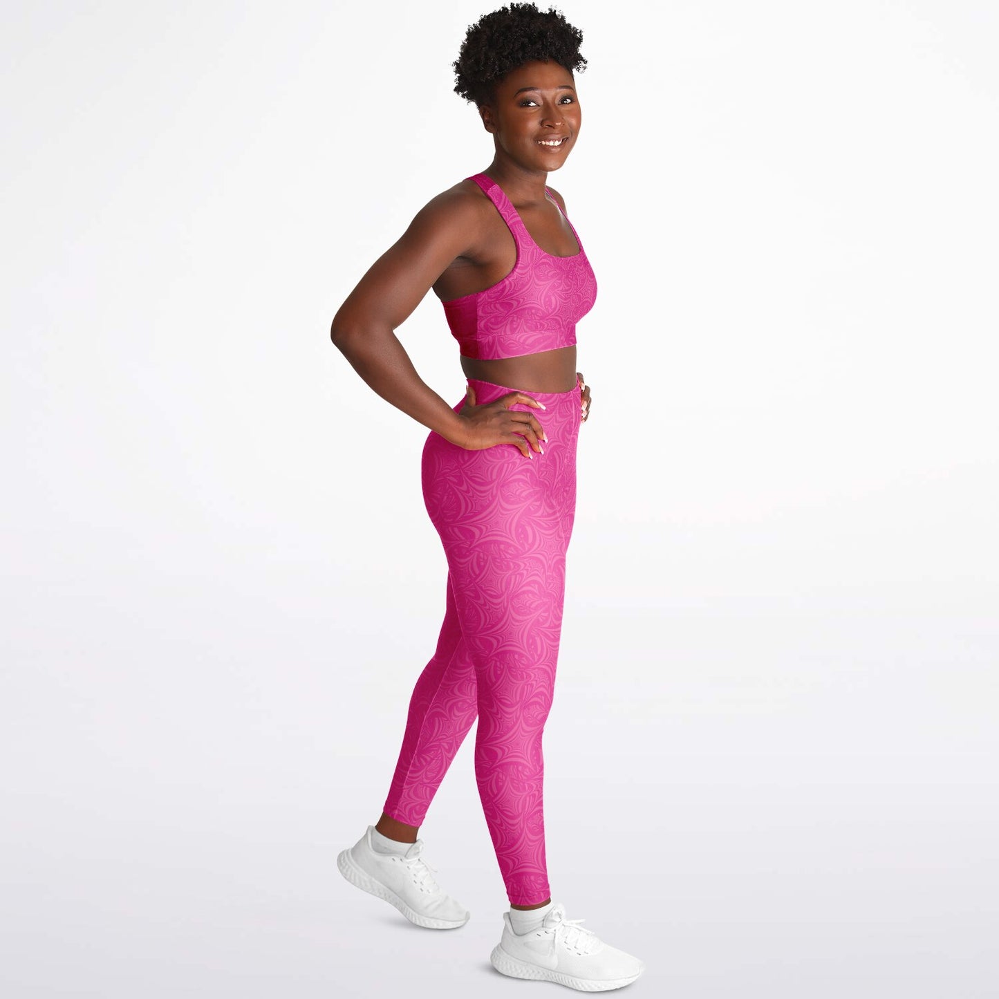 Pink stars Padded Sports Bra & Leggings - AOP