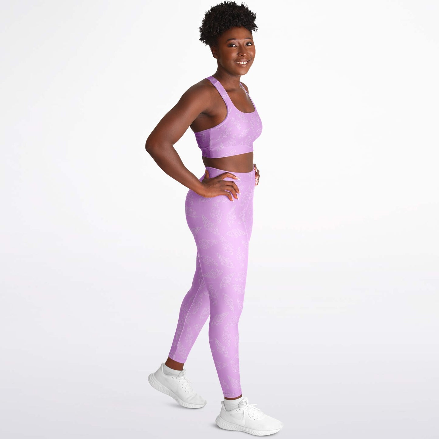 Purple ice cream cone Padded Sports Bra & Leggings - AOP