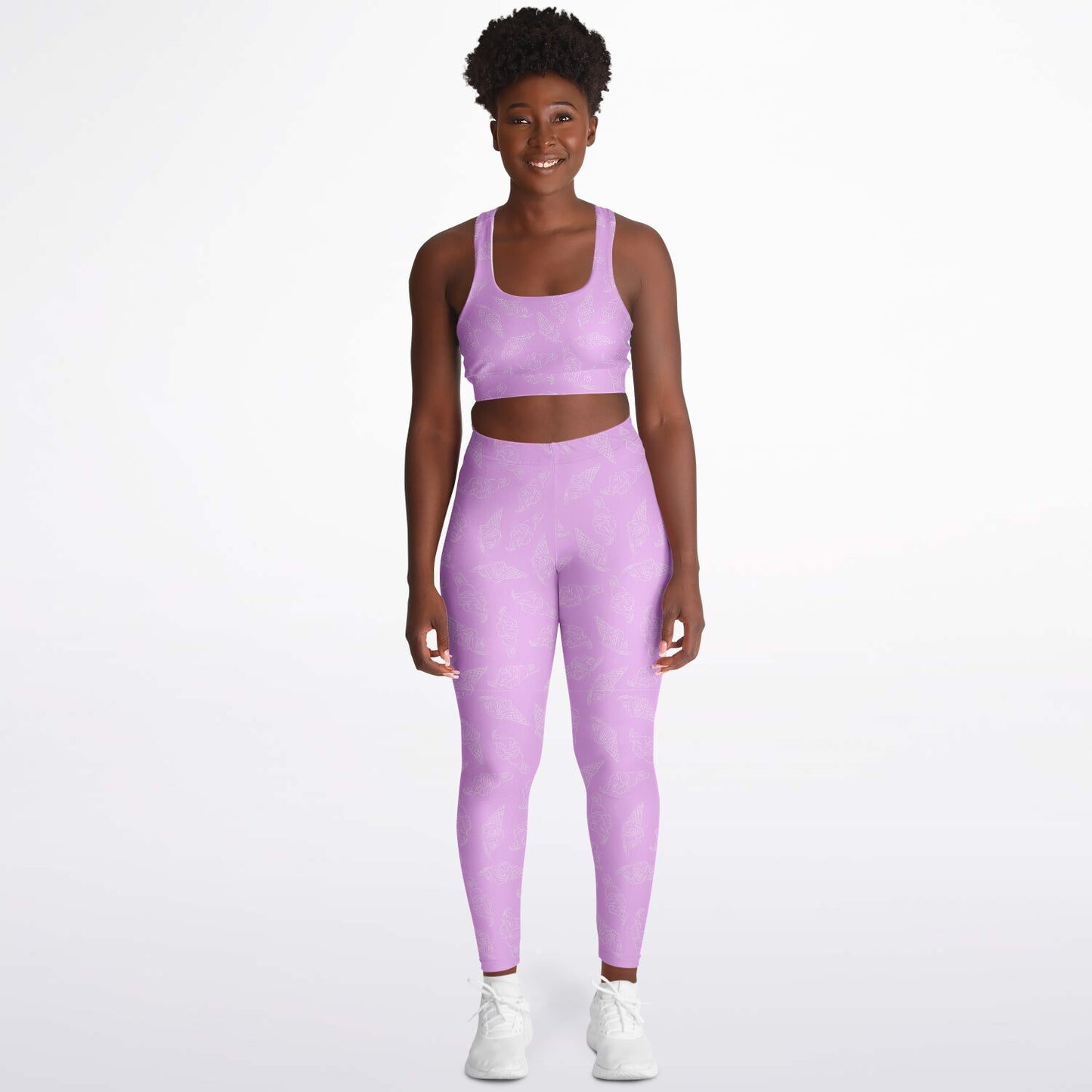 Purple ice cream cone Padded Sports Bra & Leggings - AOP