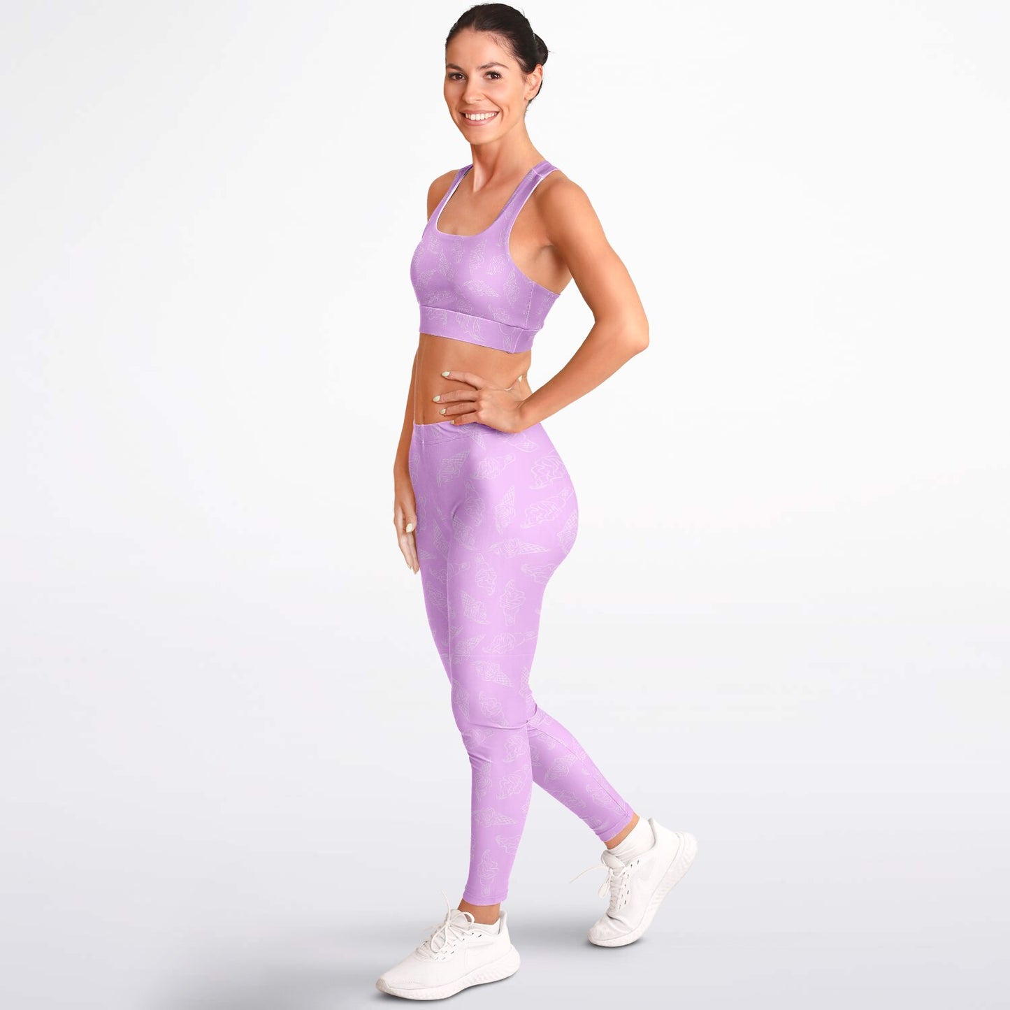 Purple ice cream cone Padded Sports Bra & Leggings - AOP