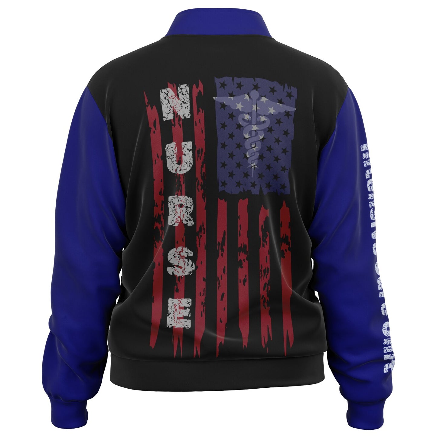 ICU Nursing, US Flag, Track Jacket - Black, Blue